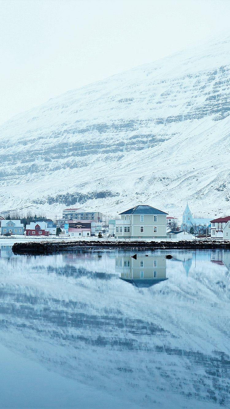 750x1334 Winter Christmas Mountain Cold Lake Wallpaper