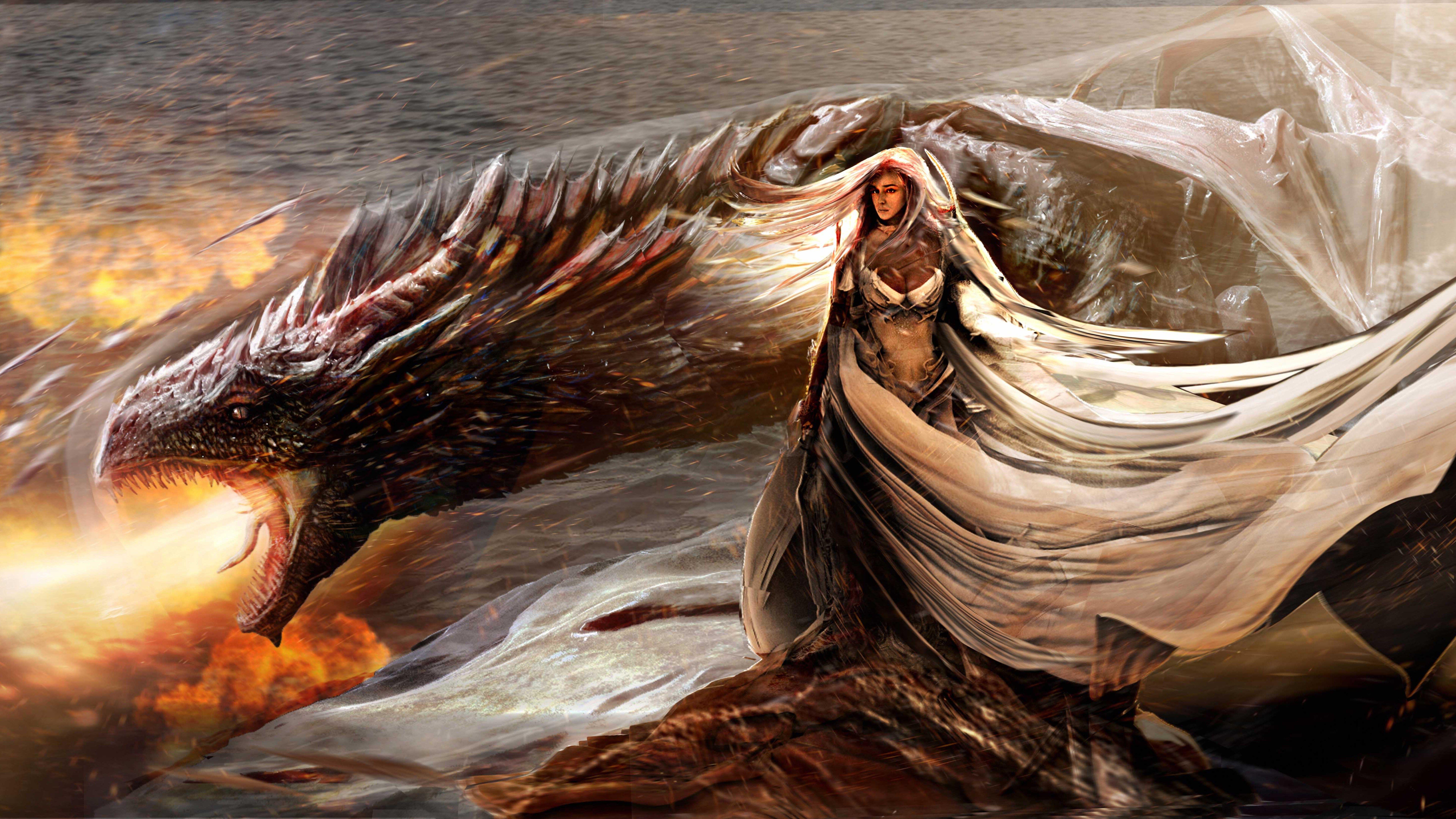 7680x4320 Daenerys Targaryen With His Dragon 8k HD 4k Wallpaper, Image, Background, Photo and Picture