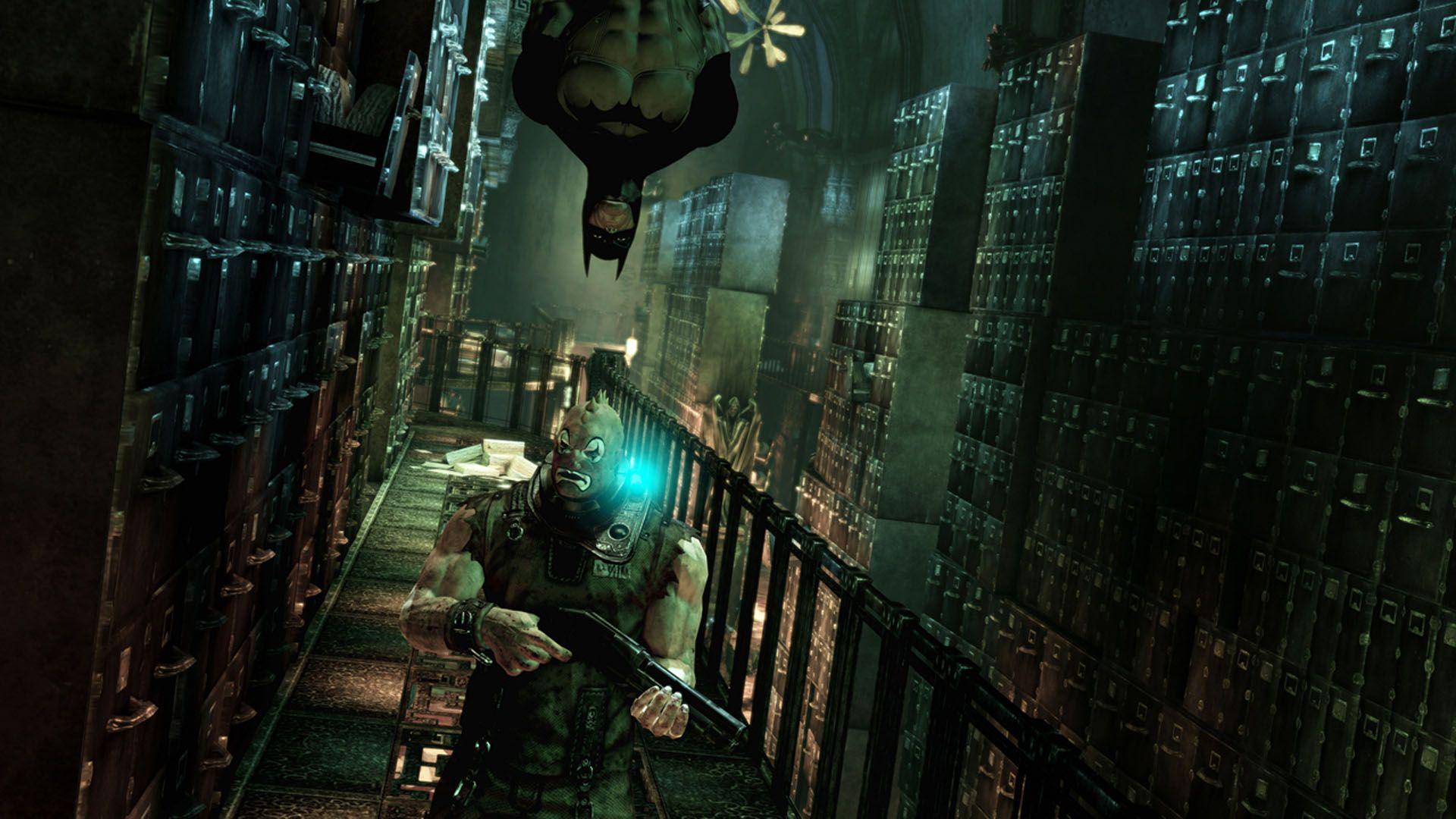 1920x1080 Batman Dropping In On Clown Arkham Asylum Wallpaper