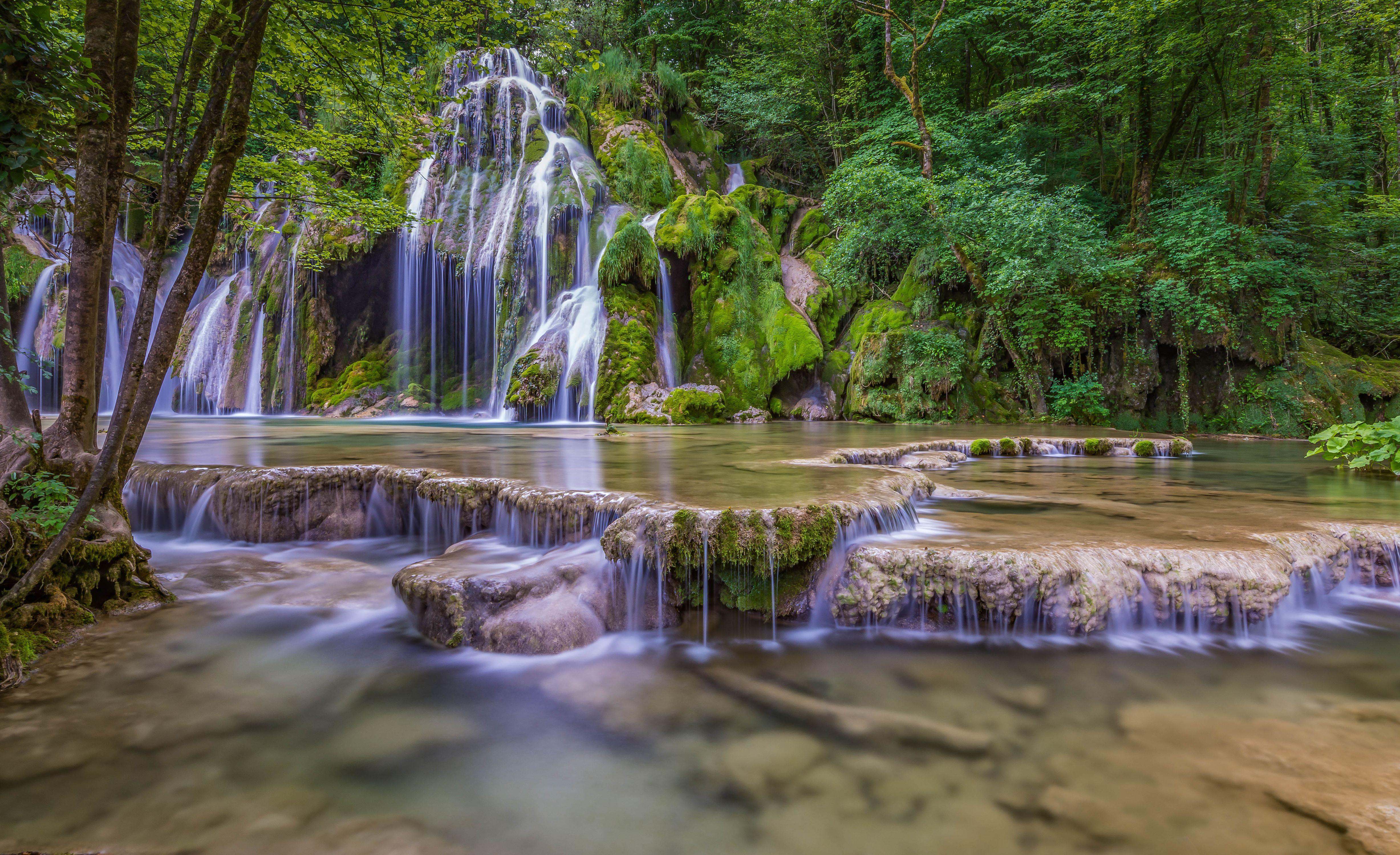 4910x3000 Waterfalls in Tropical Forest 4k Ultra HD Wallpaper. Background