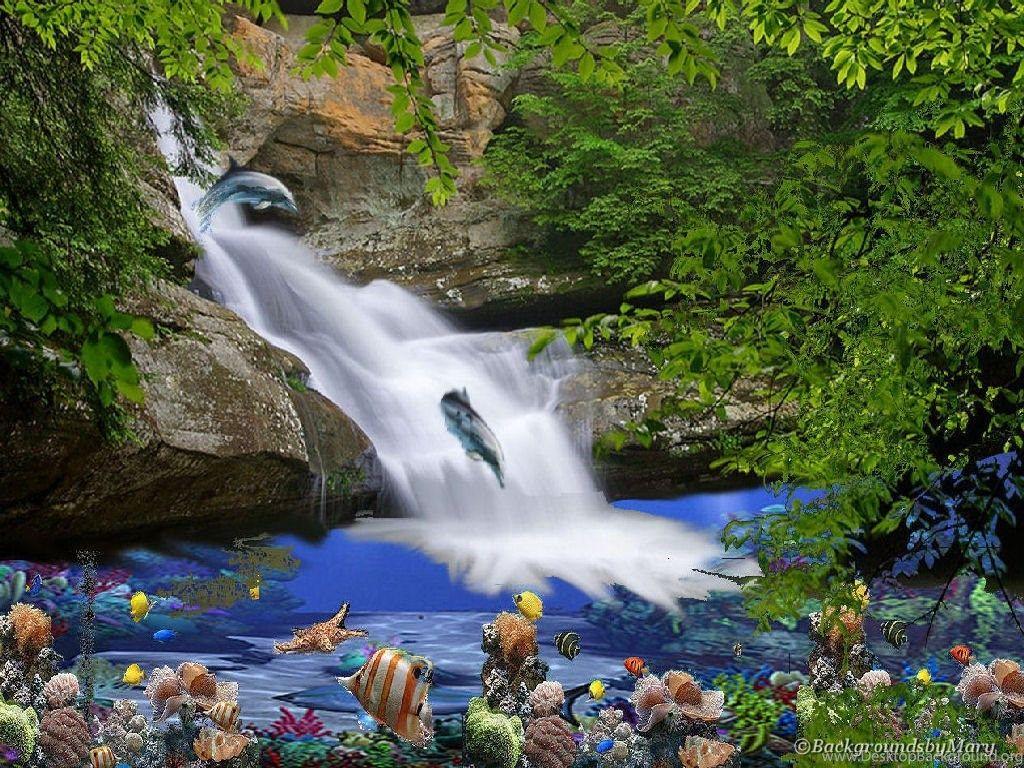 1024x768 Tropical Waterfalls High Resolution Wallpaper Desktop Background