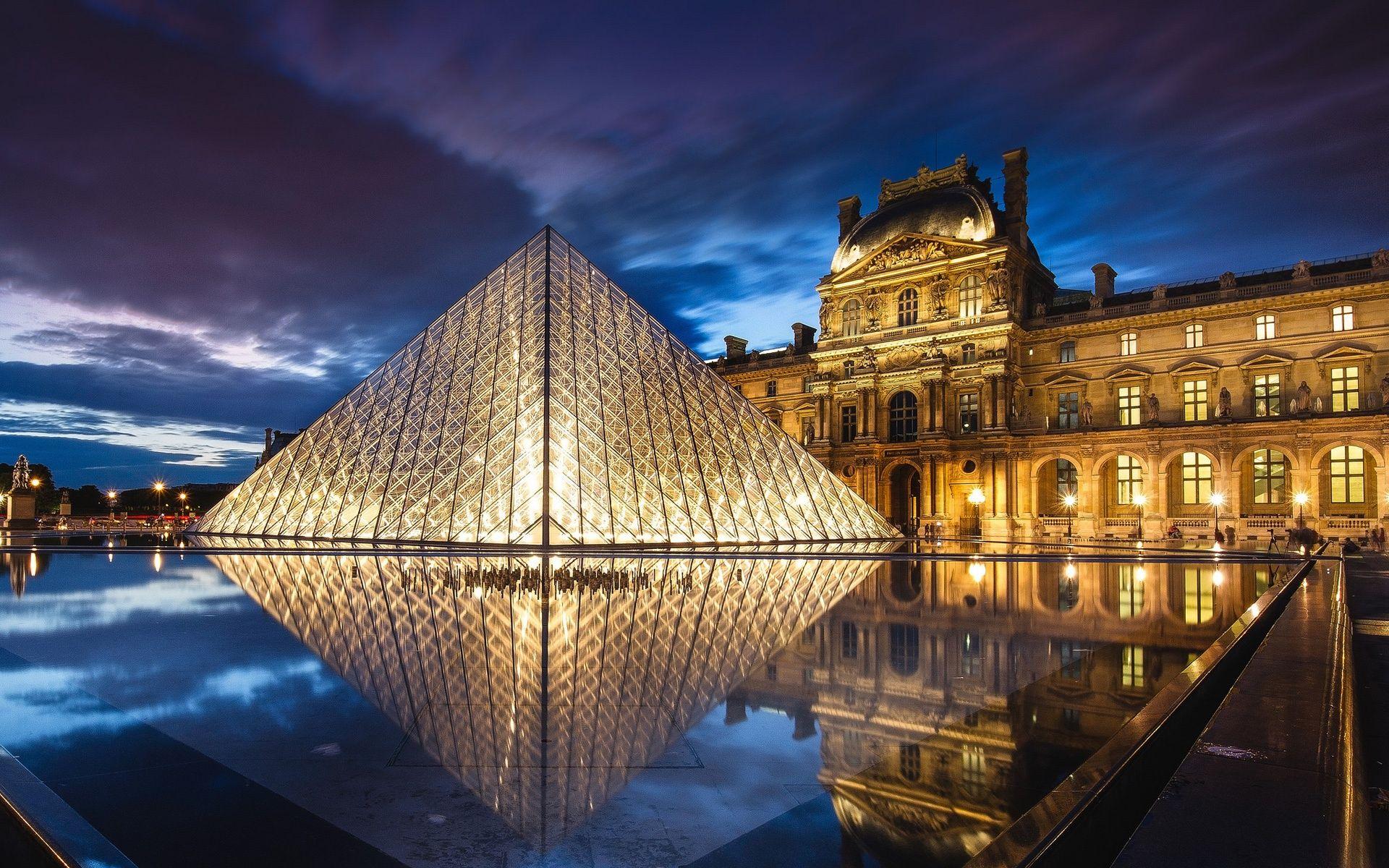 1920x1200 Wallpaper France, Paris, Louvre Museum, architecture, pyramid