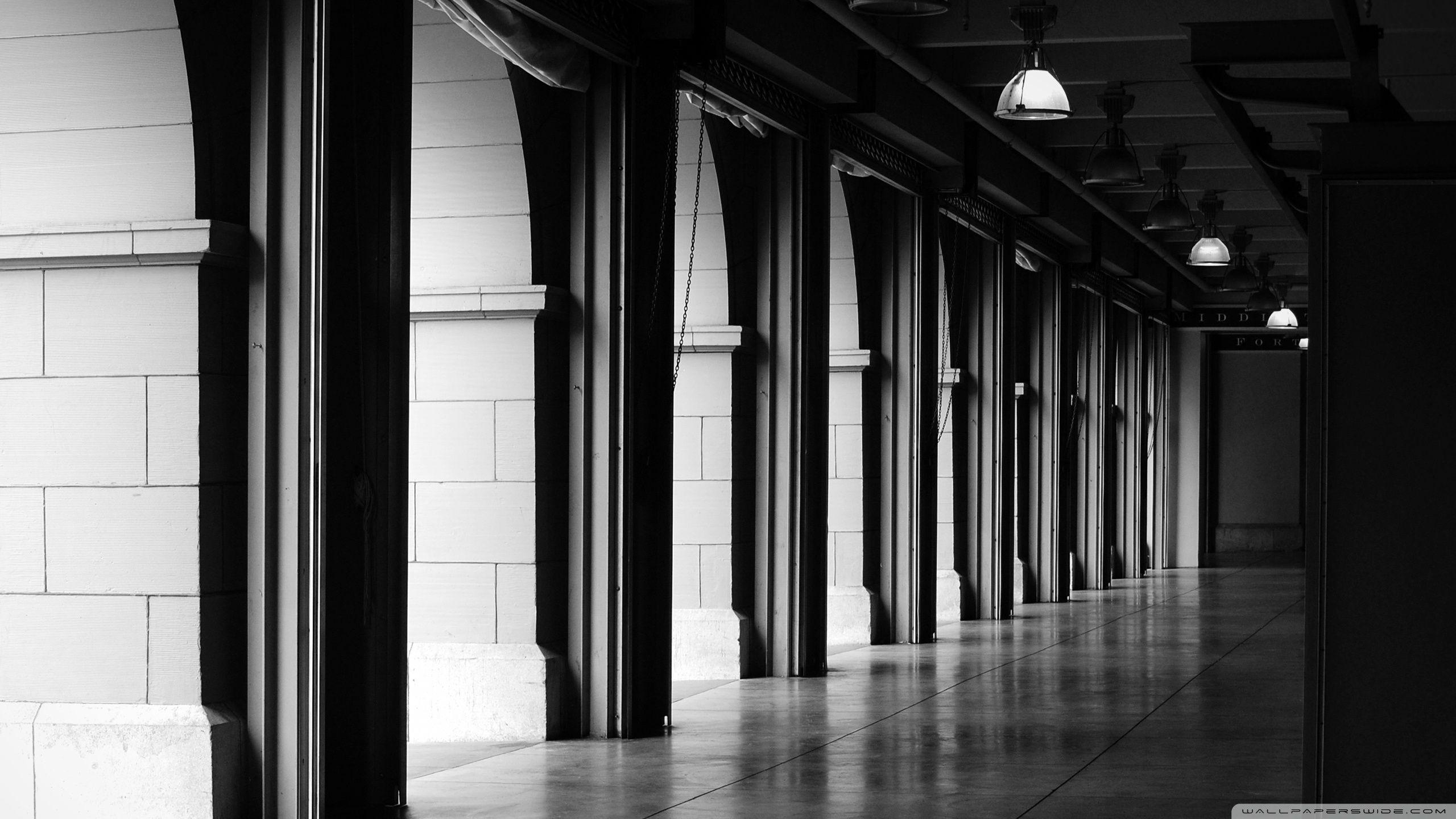 2560x1440 Hallway BW ❤ 4K HD Desktop Wallpaper for 4K Ultra HD TV • Tablet