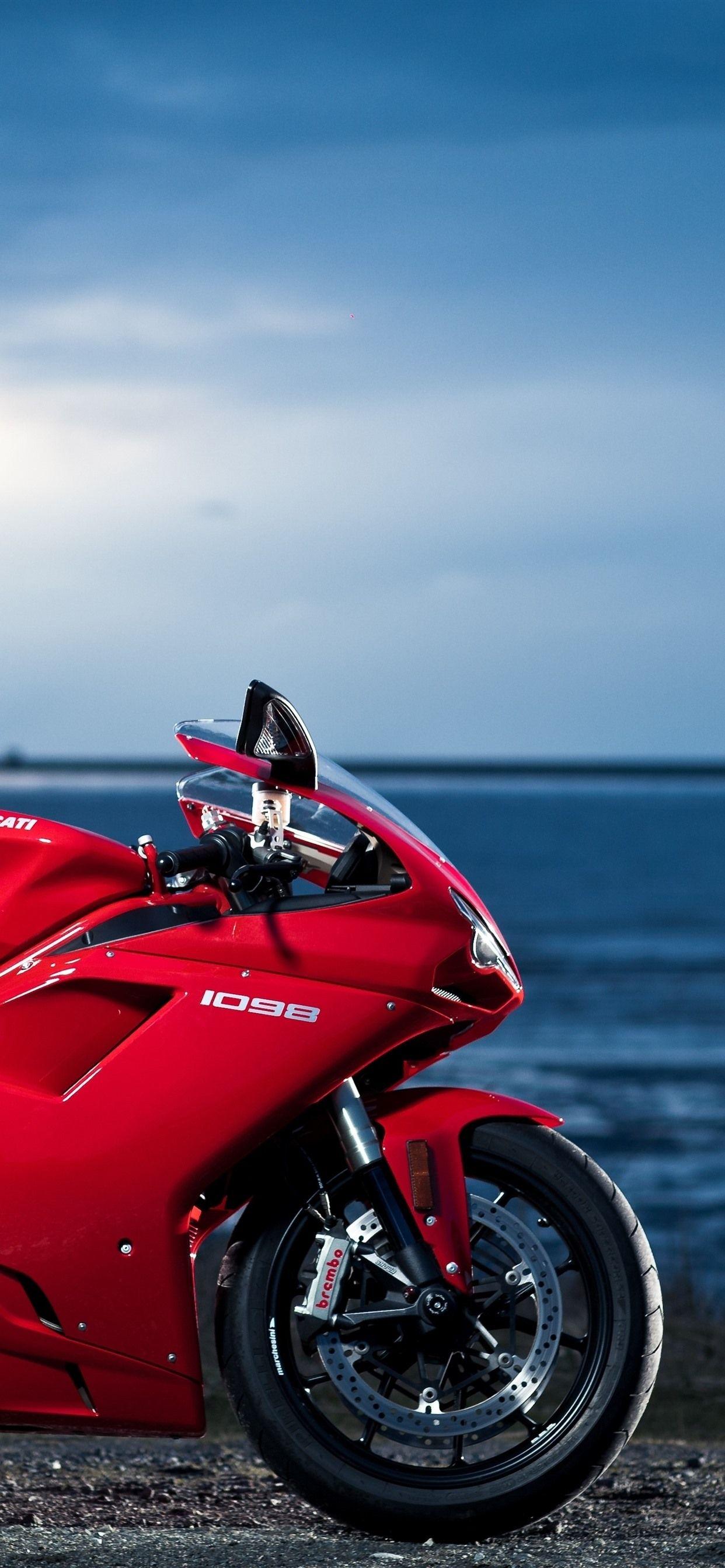 1242x2688 Ducati 1098 Red Motorcycle, Sea 1242x2688 IPhone 11 Pro XS Max