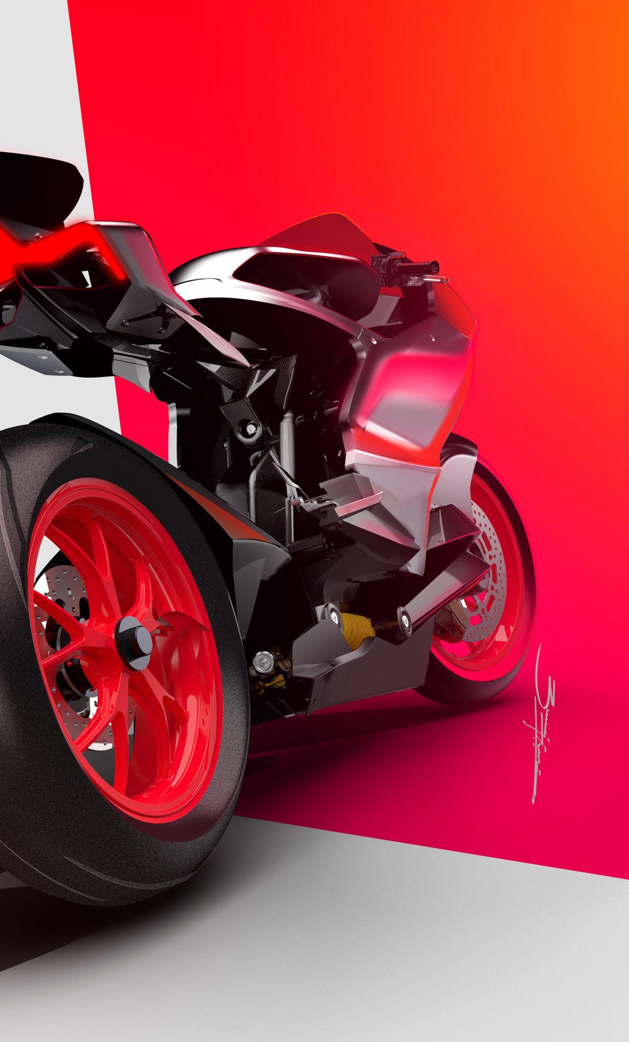 1280x2120 Download Ducati Zero Electric sports bike, rear, artwork