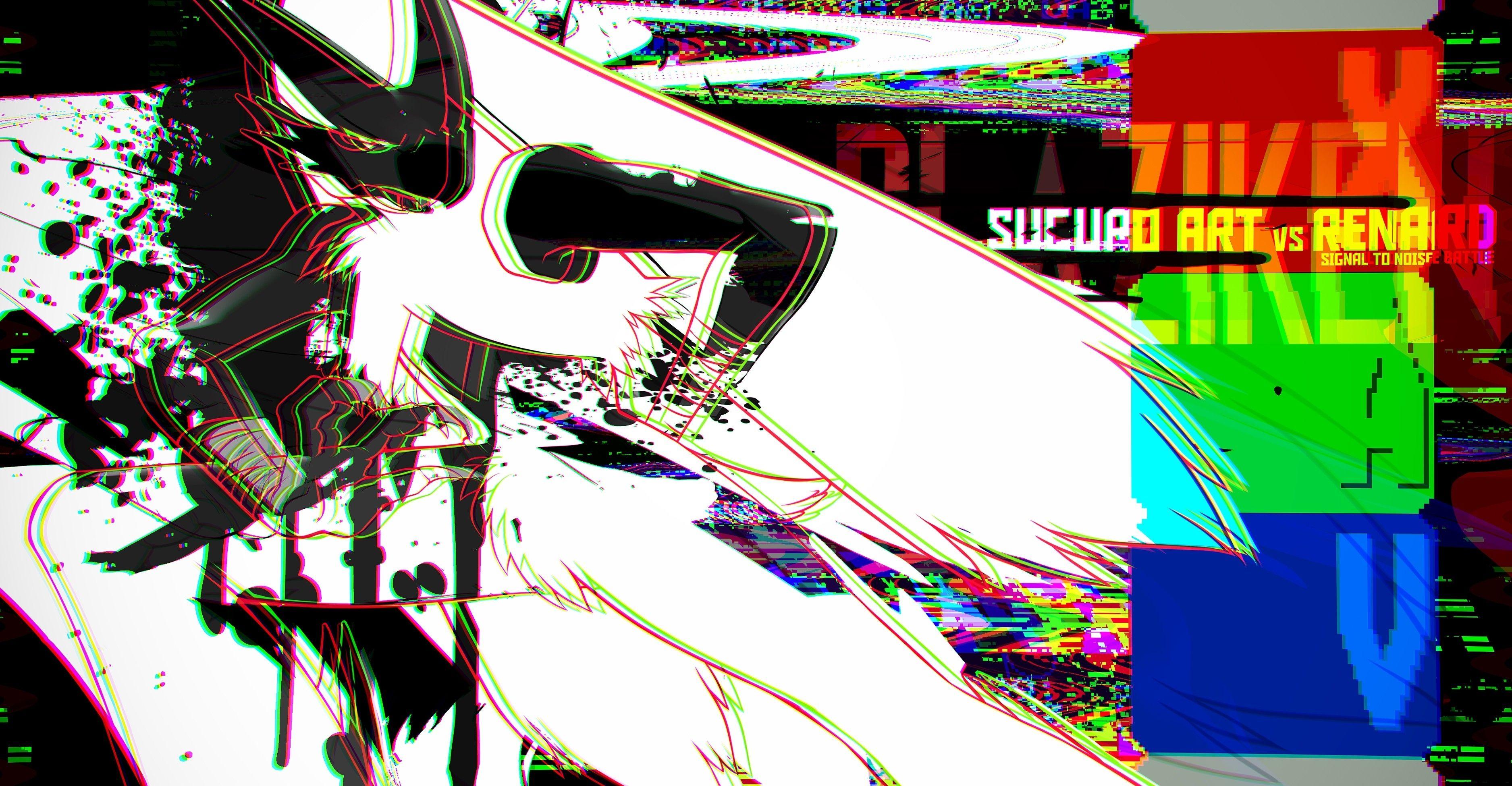 3752x1951 blaziken, Pokémon, Glitch art, Anaglyph 3D Wallpaper HD / Desktop