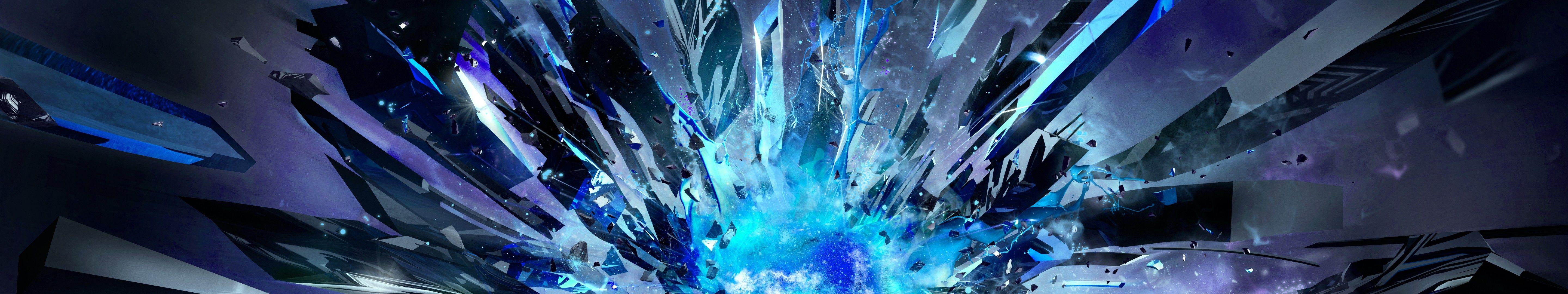 5760x1080 #artwork, #shattered, #shapes, #abstract, #digital art