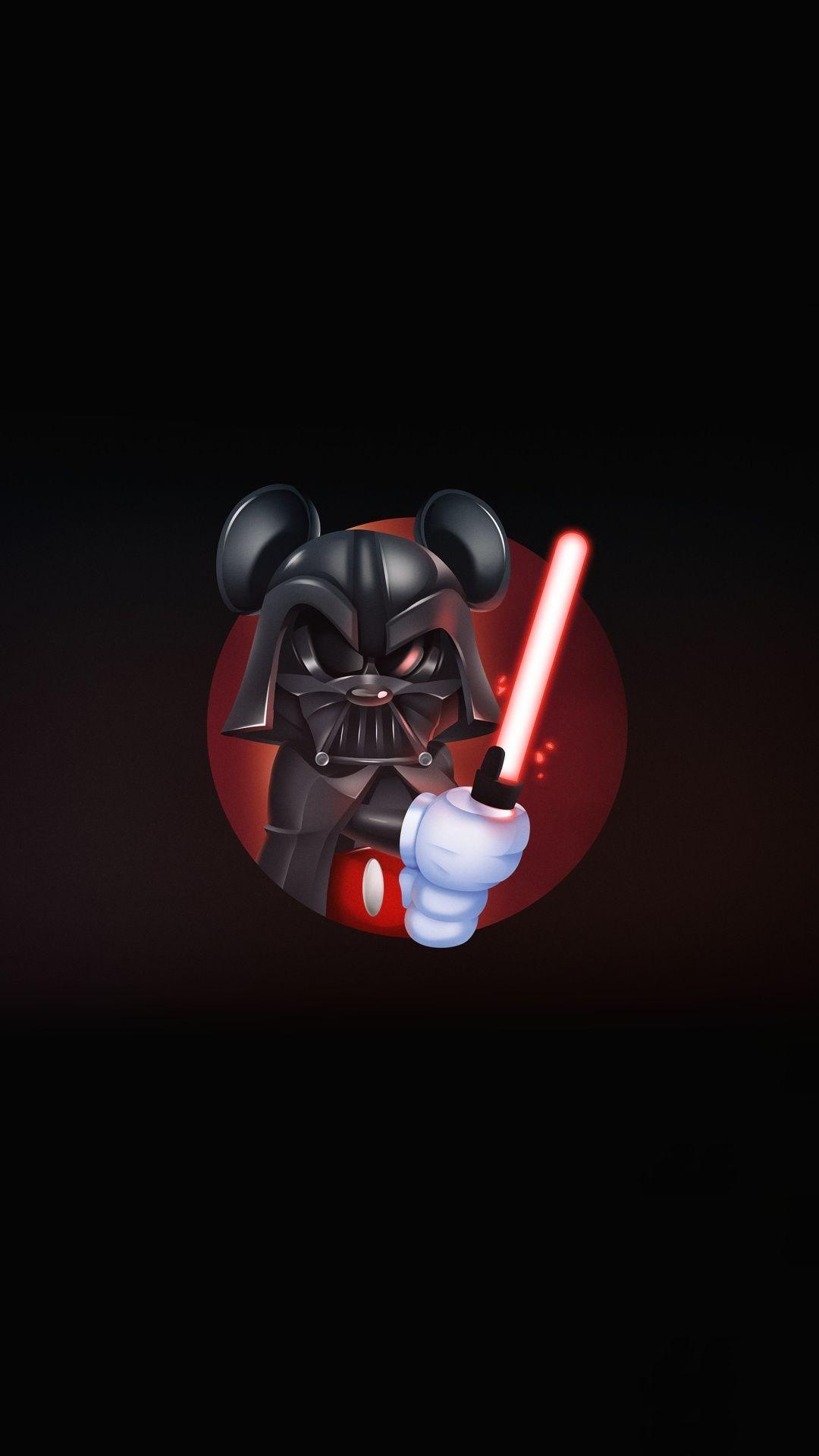 1080x1920 Minimalist Darth Vader Grey Wallpaper