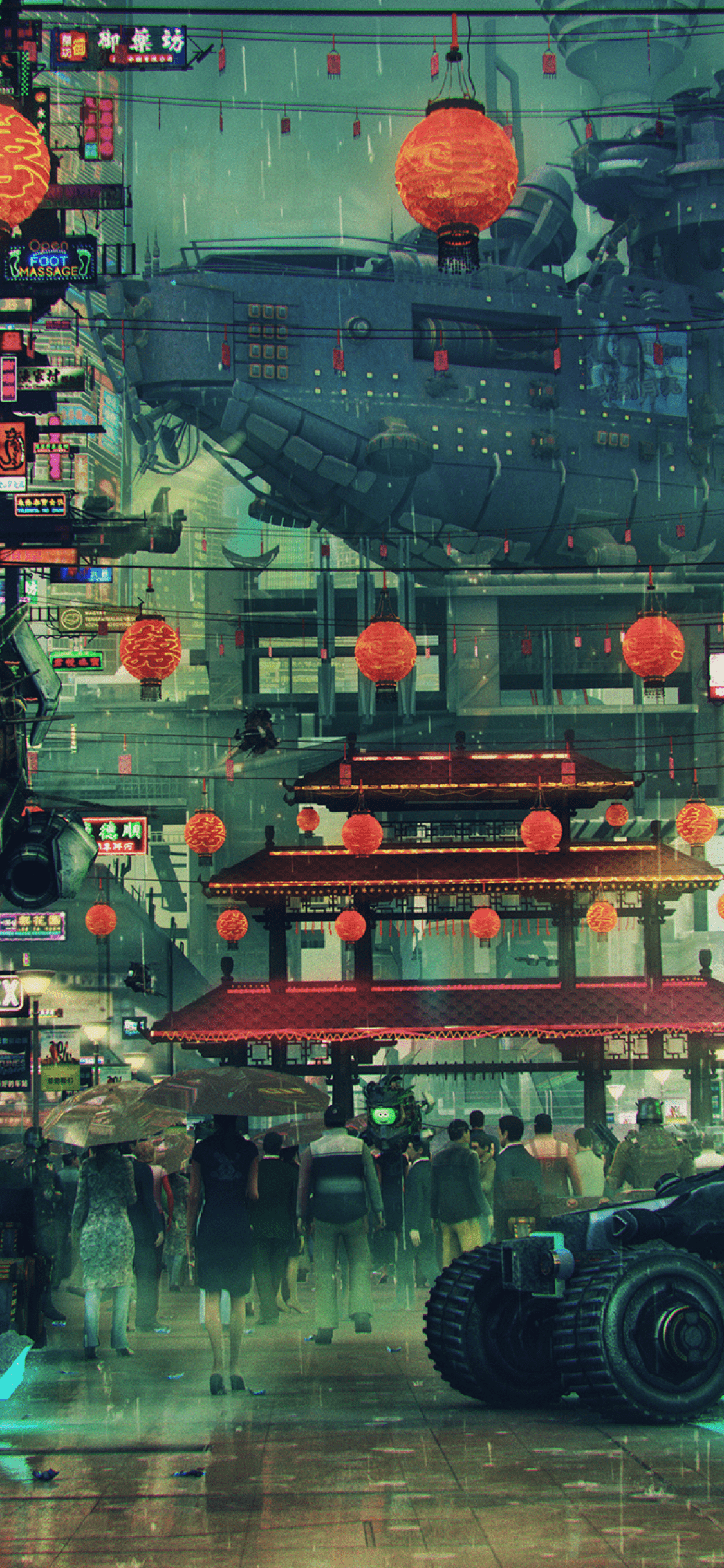 1125x2436 Download 1125x2436 Sci Fi, Cityscape, Soldiers, Asian Culture