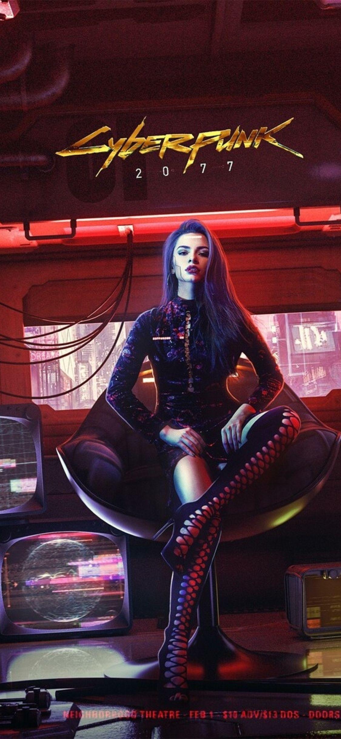 1125x2436 Cyberpunk 2077 Girl Art iPhone XS, iPhone iPhone X