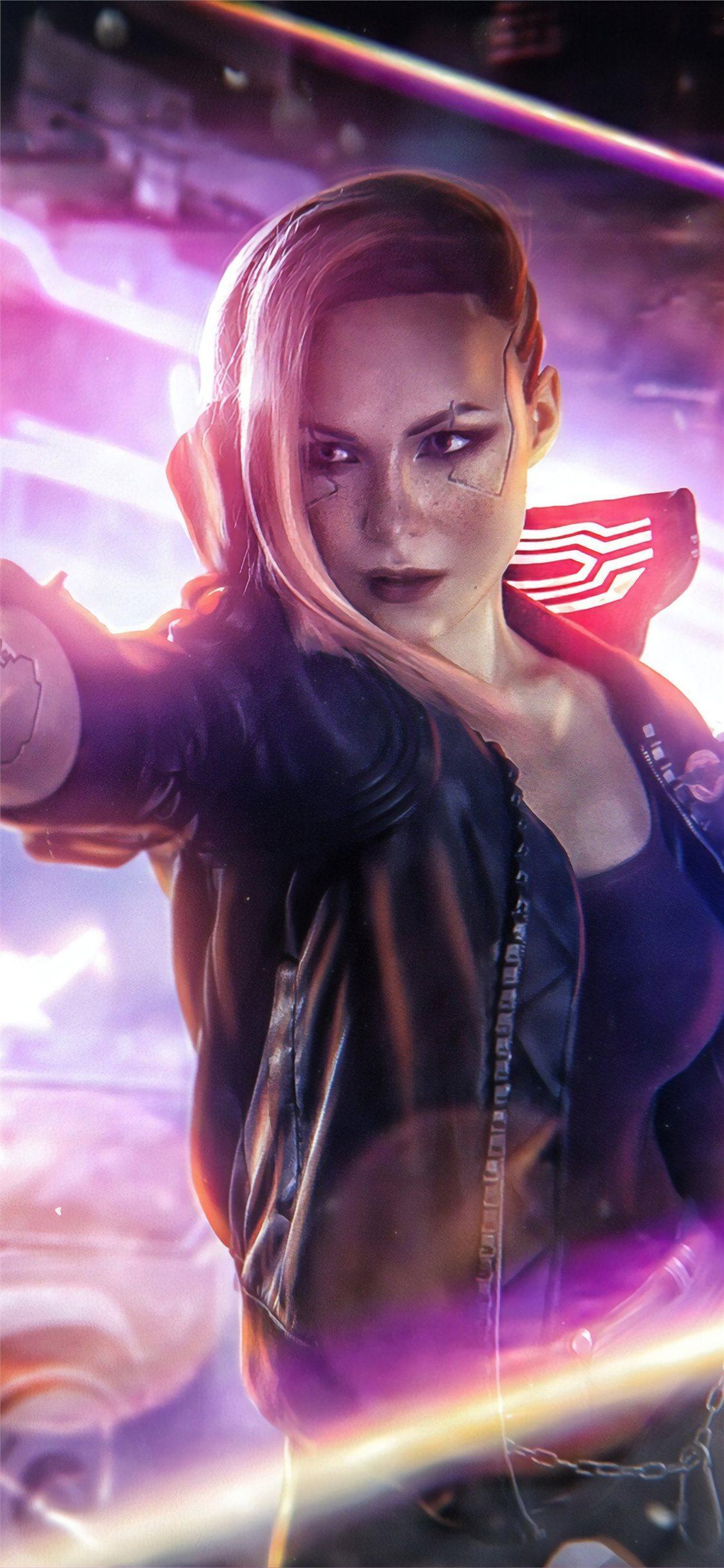 1125x2436 Cyberpunk 2077 Girl 4K Wallpaper