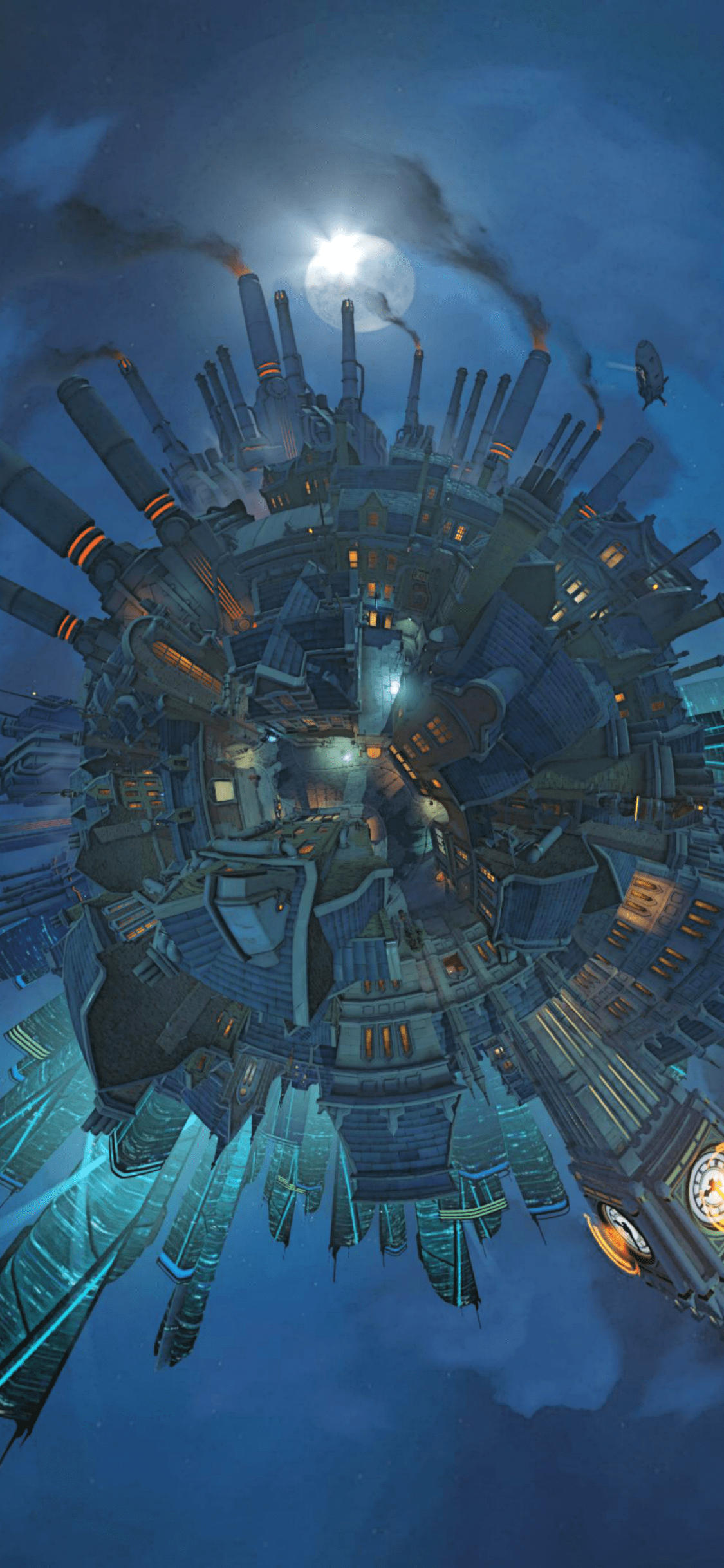 1125x2436 Download 1125x2436 Overwatch, Artwork, Moon, Night, Cyberpunk