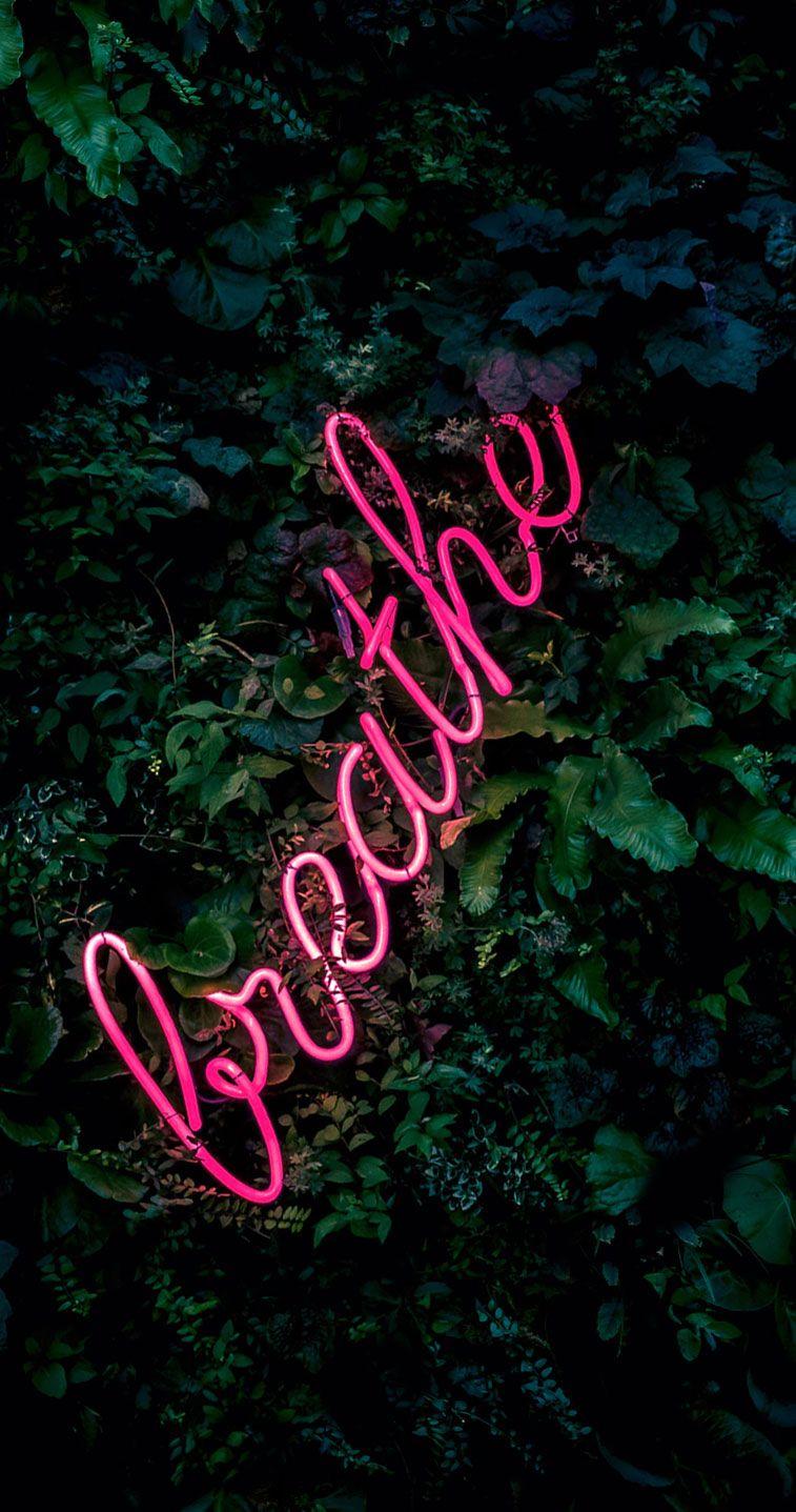 757x1437 Breath neon light iPhone wallpaper, neon light sign wallpaper