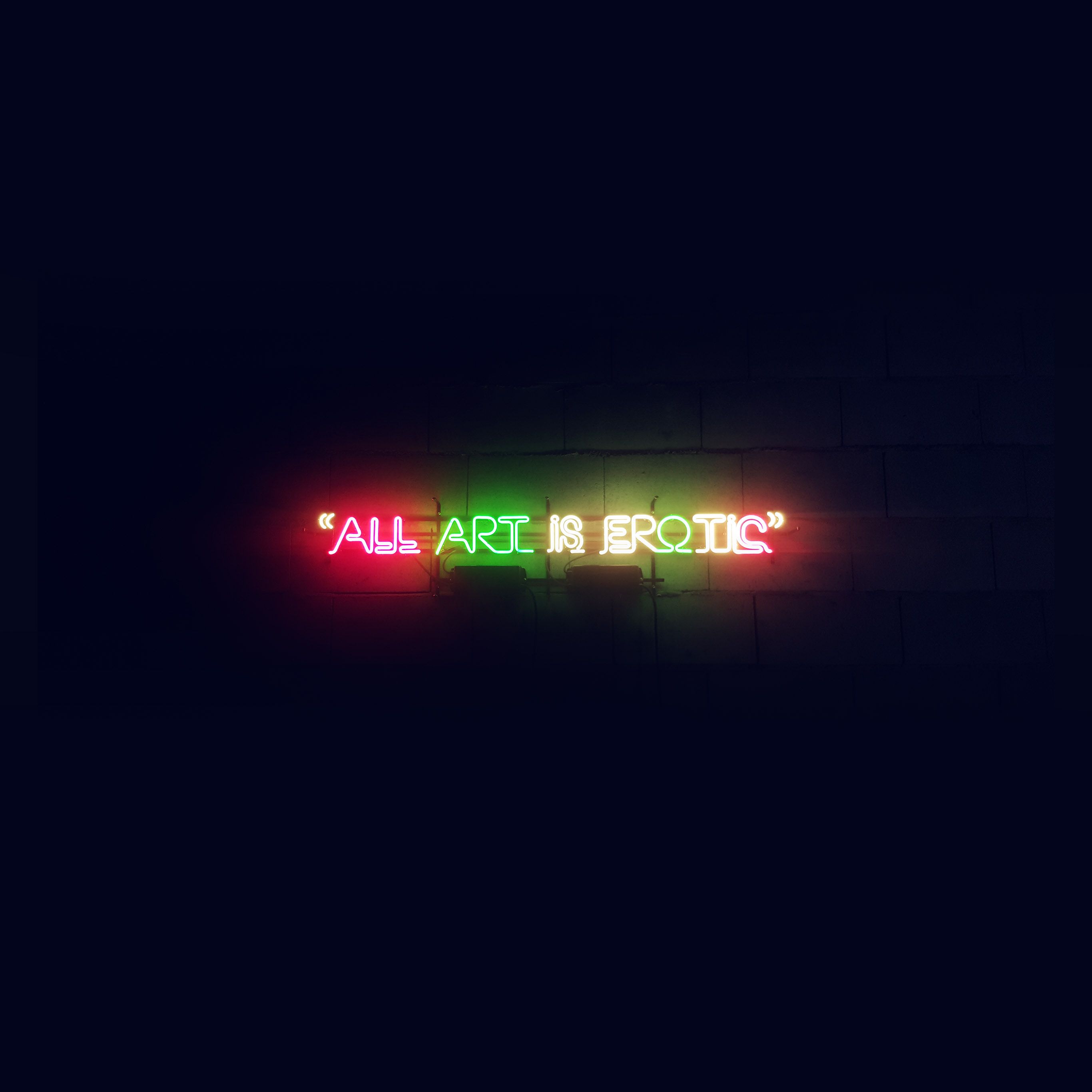2732x2732 All Art Is Erotic Dark Neon Illustration Art Sign Wallpaper