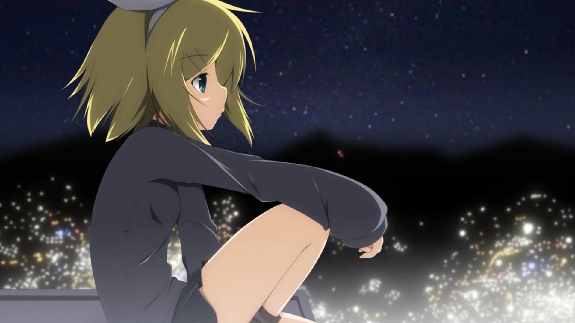 1920x1080 wallpaper Mirror tone bell, the girl, waiting, night, city, anime