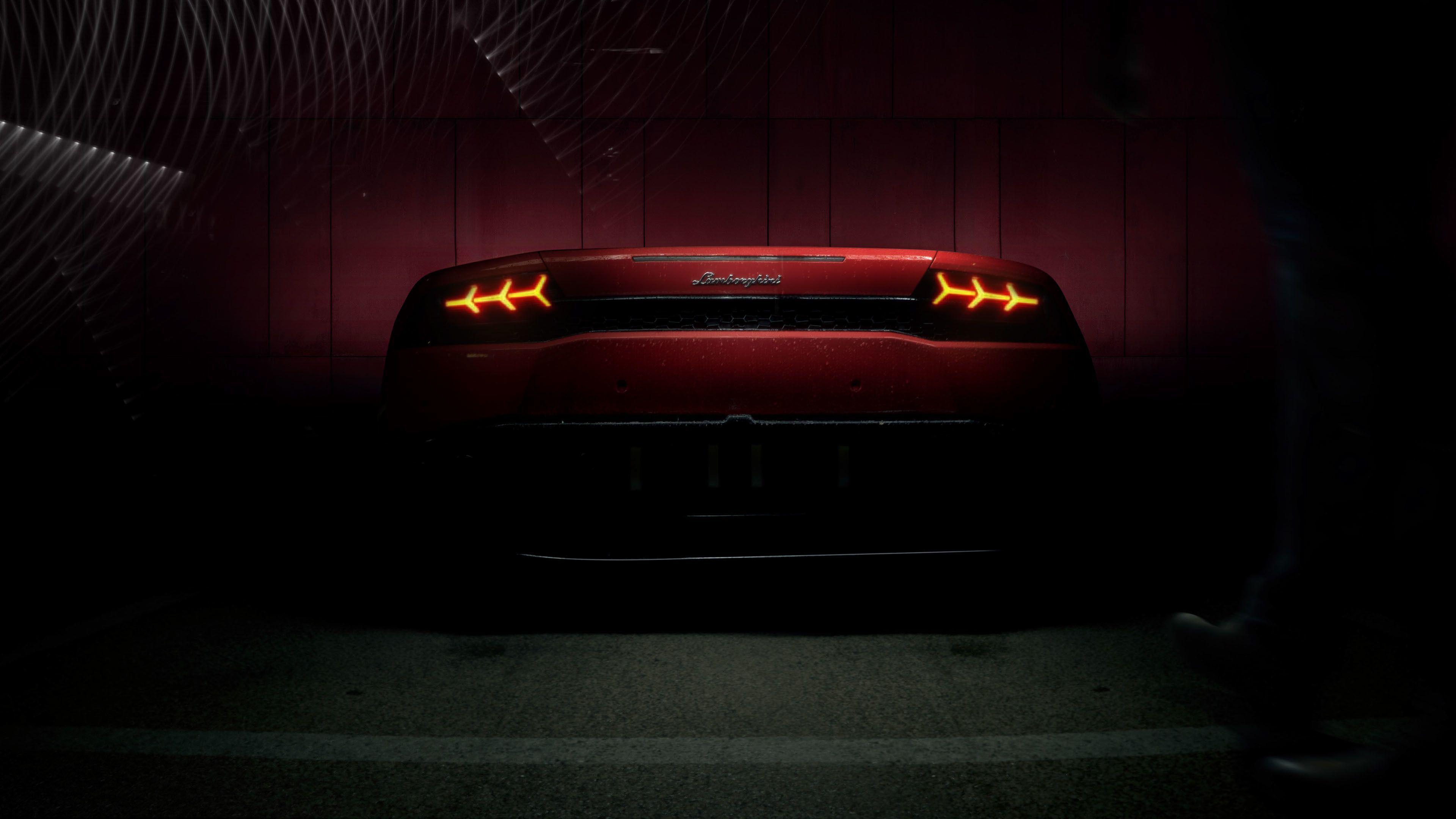 3840x2160 Wallpaper 4k Red Lamborghini Huracan Rear Lights 4k Wallpaper