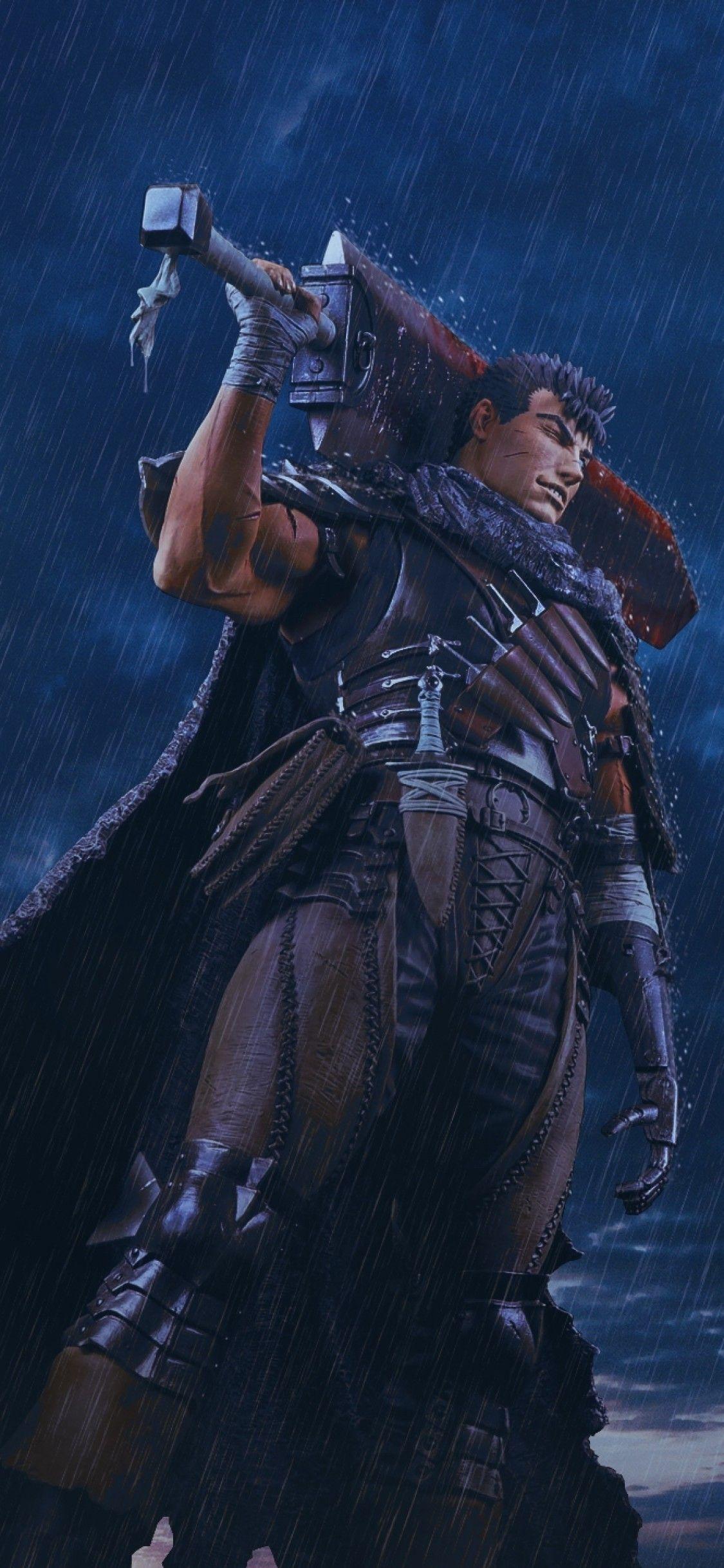 1125x2436 Download 1125x2436 Berserk, Raining, Lightning, Sword, 3D