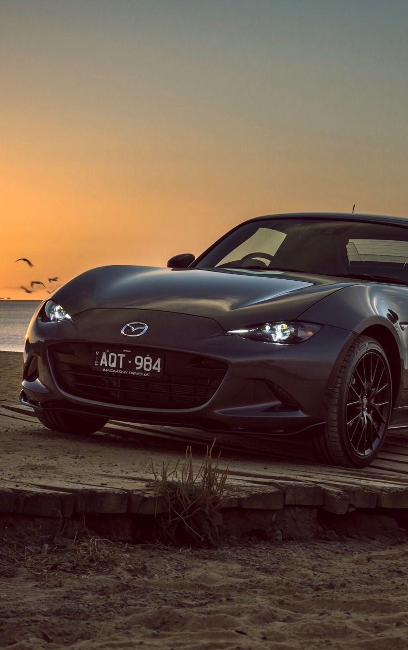 840x1336 Download 840x1336 Wallpaper Mazda Mx Sports Car, Black, Sunset