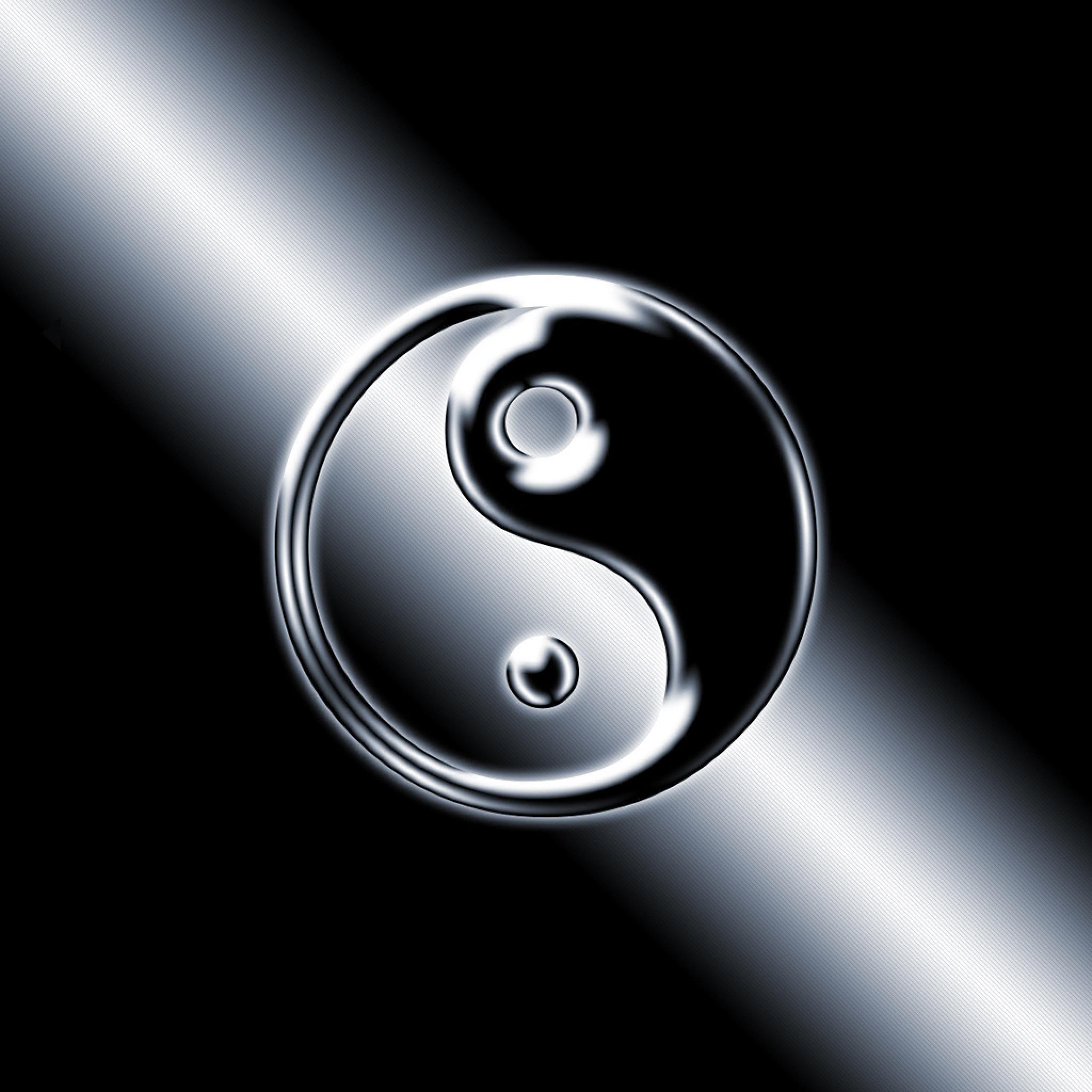 2048x2048 3D Abstract Yin Yang Symbol 3D IPhone HD Wallpaper