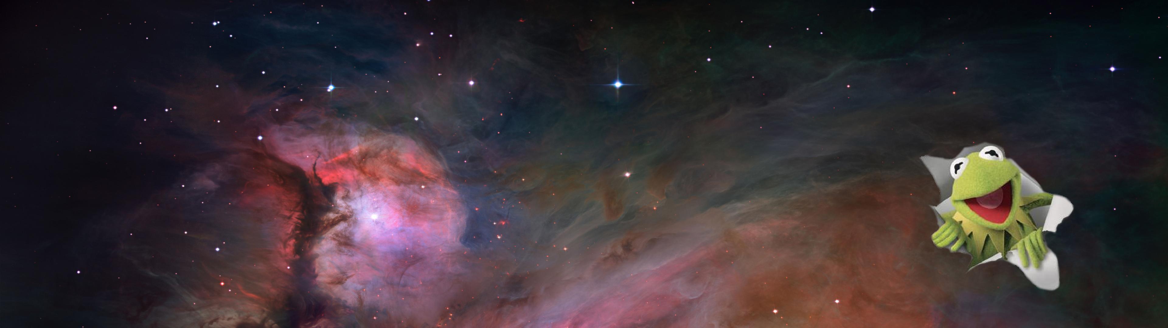 3840x1080 Dual Monitor 3D Kermit Space I Put Together X 1080 Wallpaper