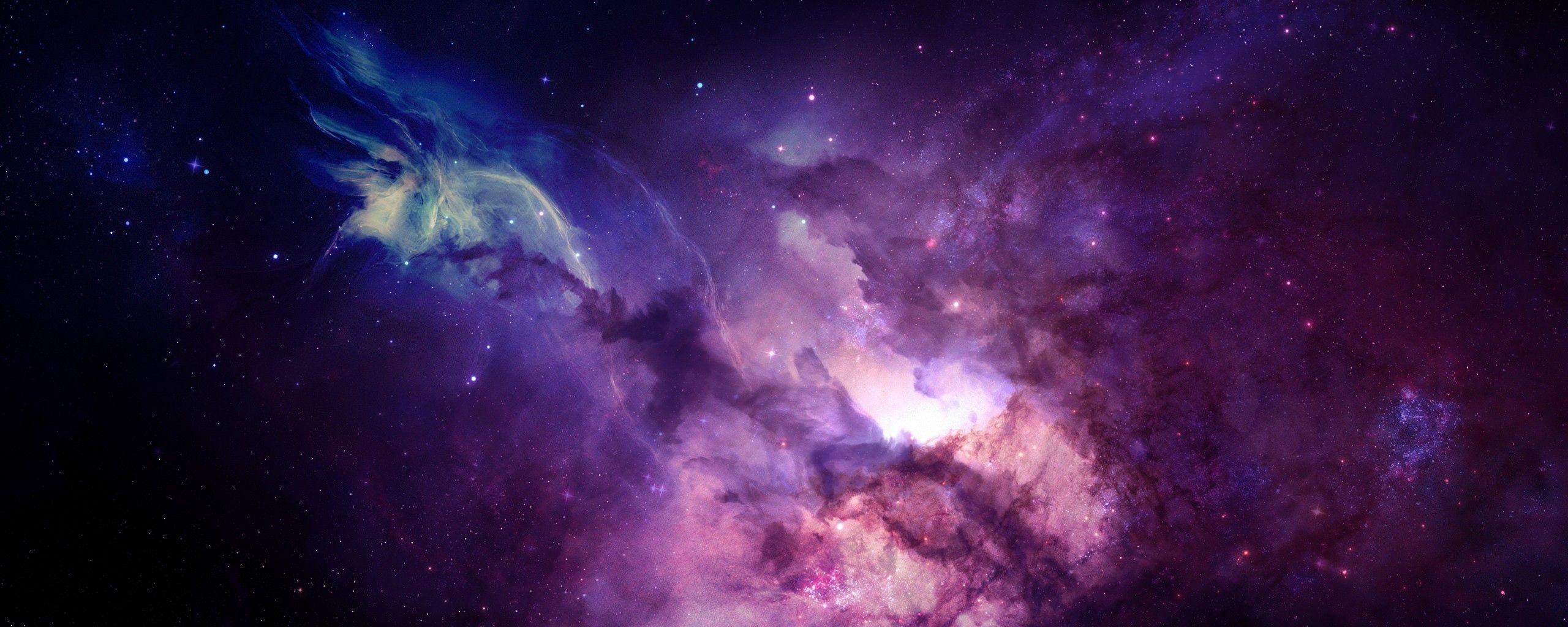 2560x1024 Dual monitor space wallpaper