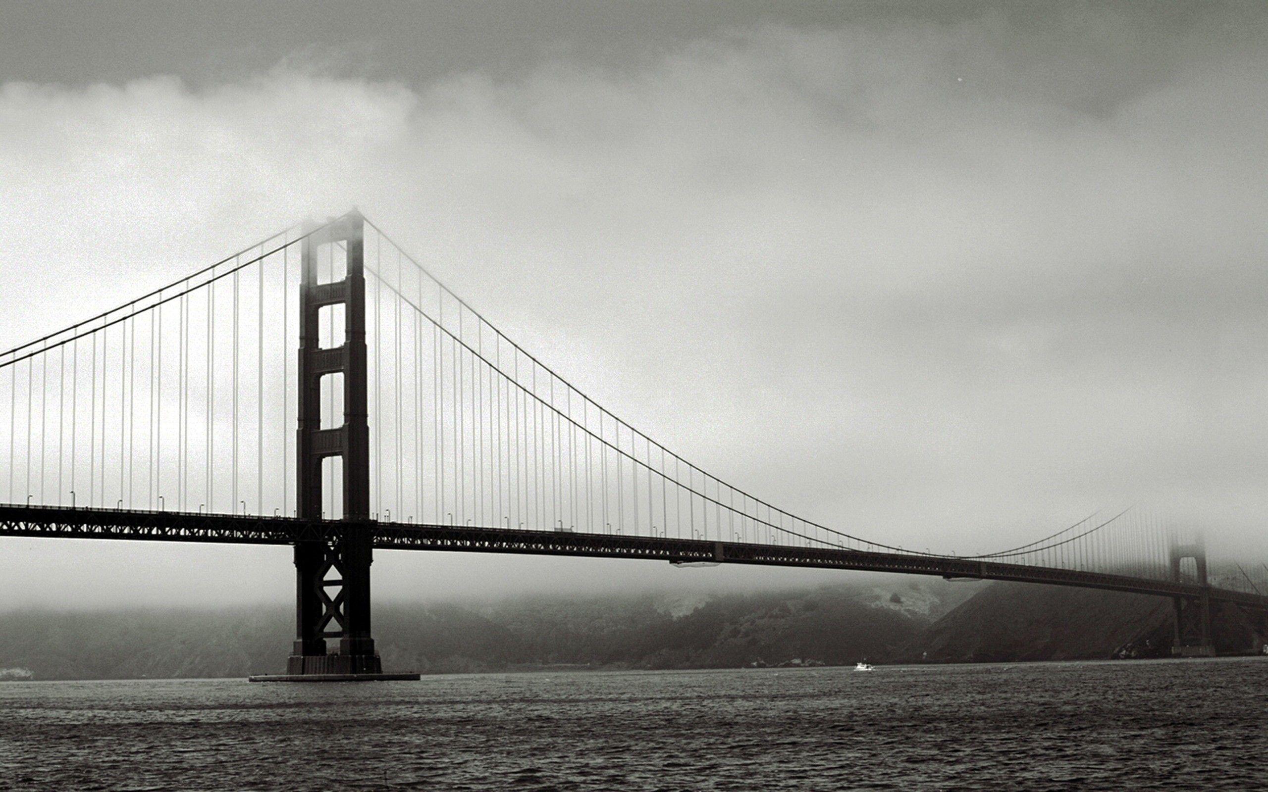 2560x1600 black, And, White, Architecture, Golden, Gate, Bridge, San