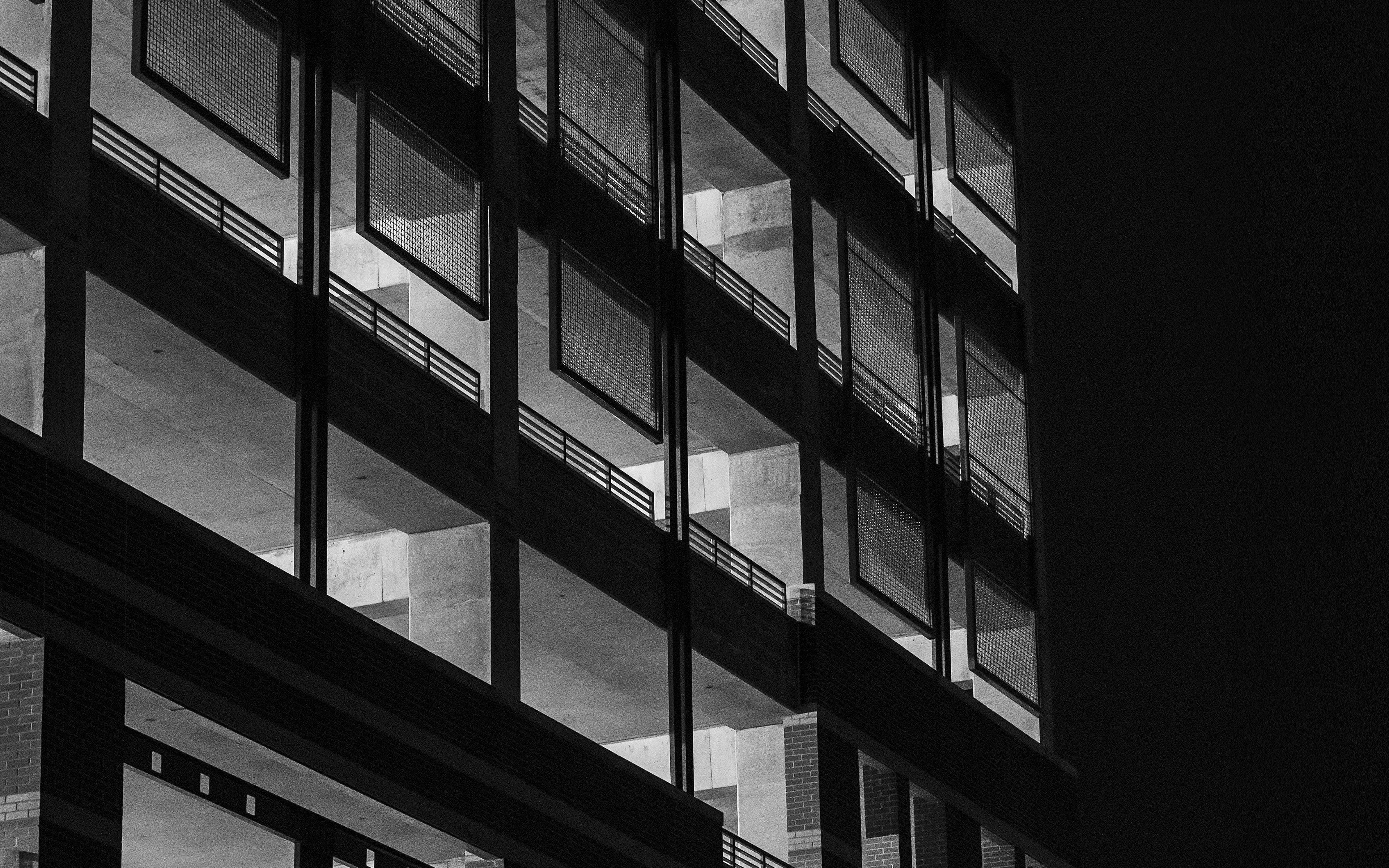 3840x2400 Free download 4K Black and White Abstract Architecture Wallpaper