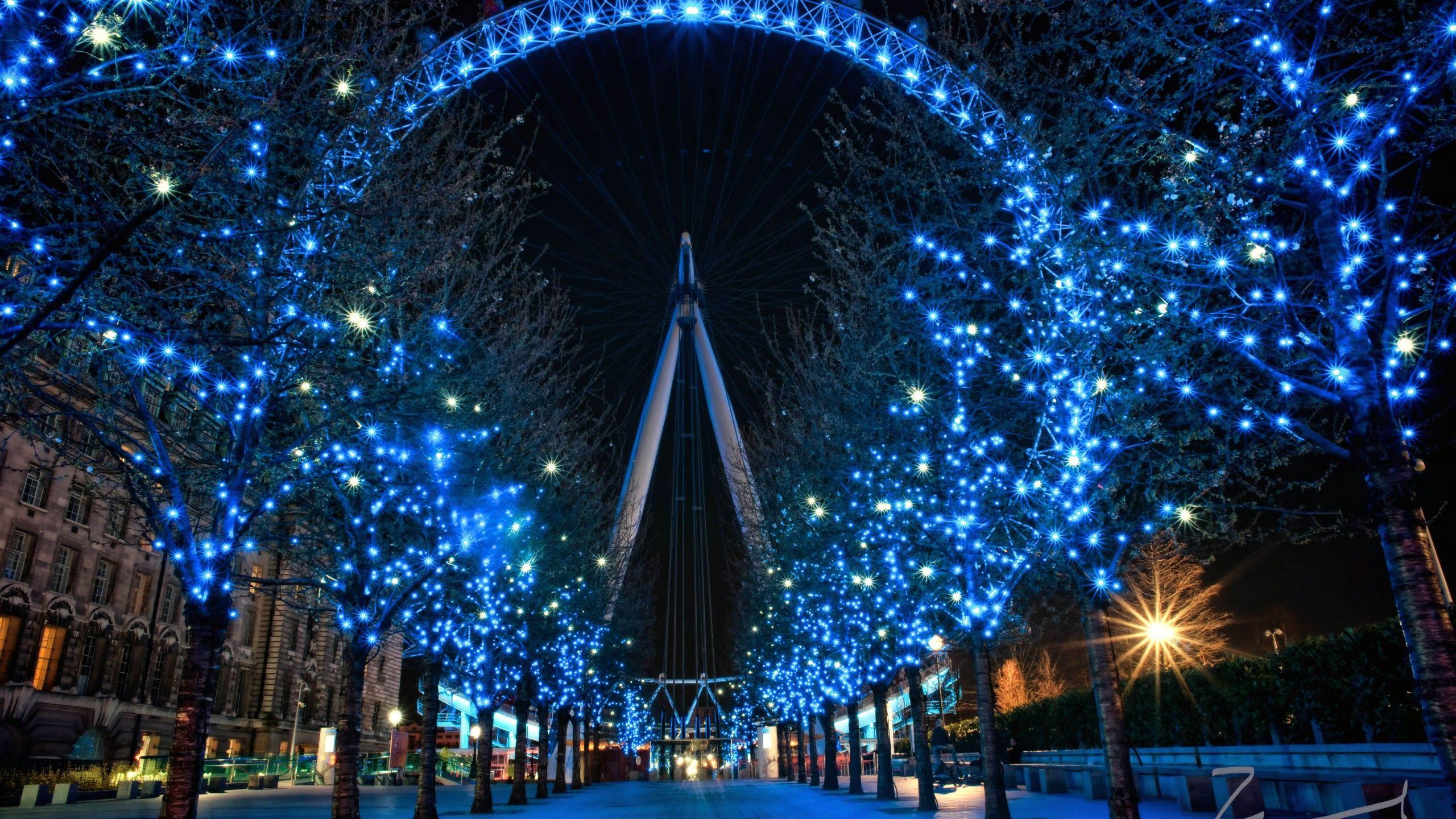 2560x1440 Wallpaper London Eye, England, Travel. Tourism, Night, Travel