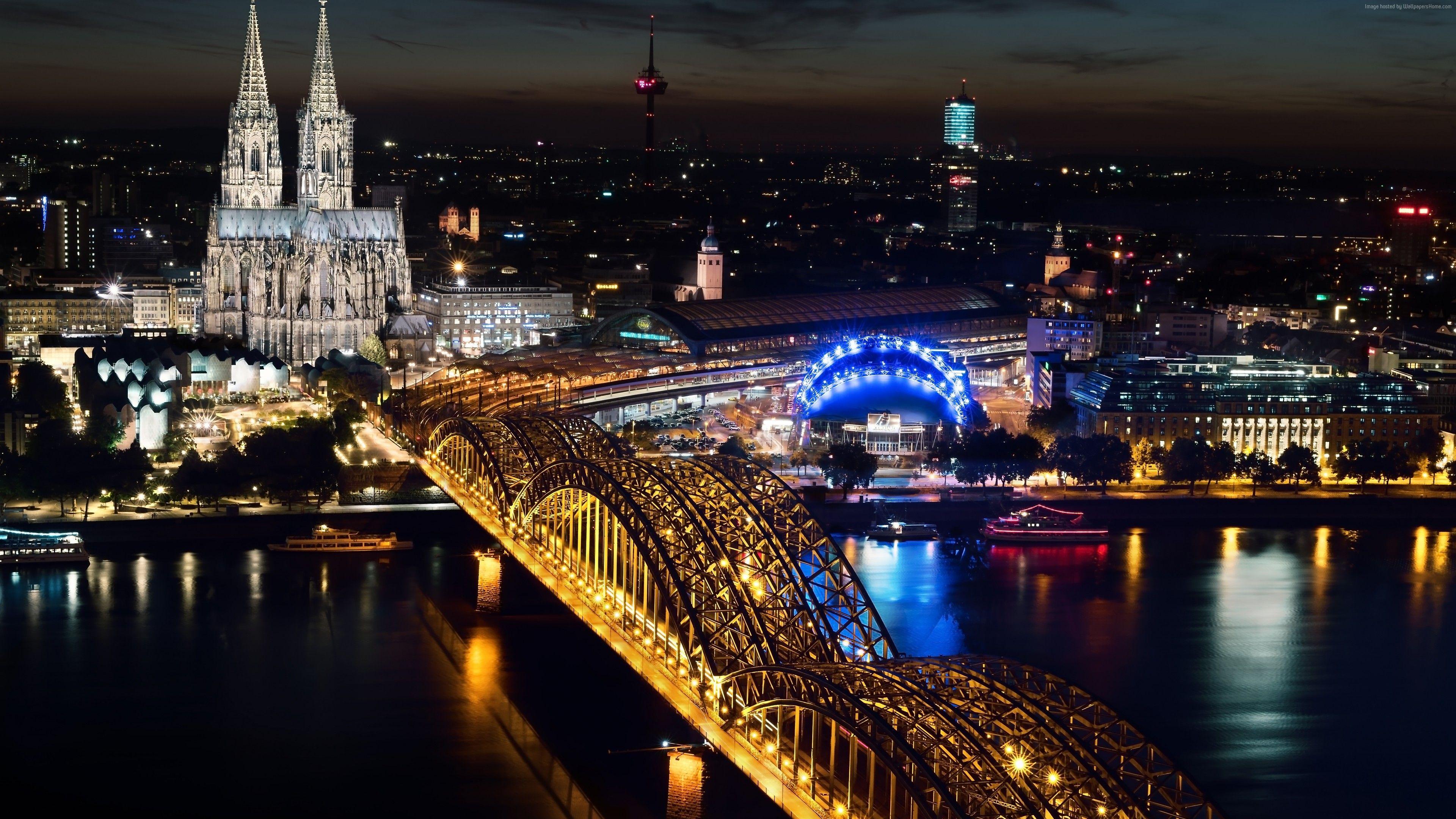 3840x2160 Wallpaper Cologne Cathedral, Hohenzollern bridge, Germany, Cologne