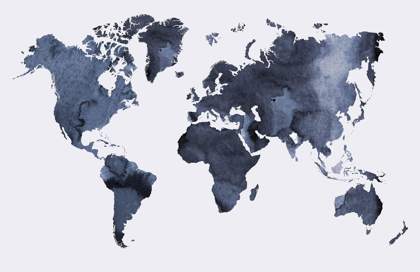 Bức tranh tường hình nền bản đồ thế giới màu nước 1650x1070