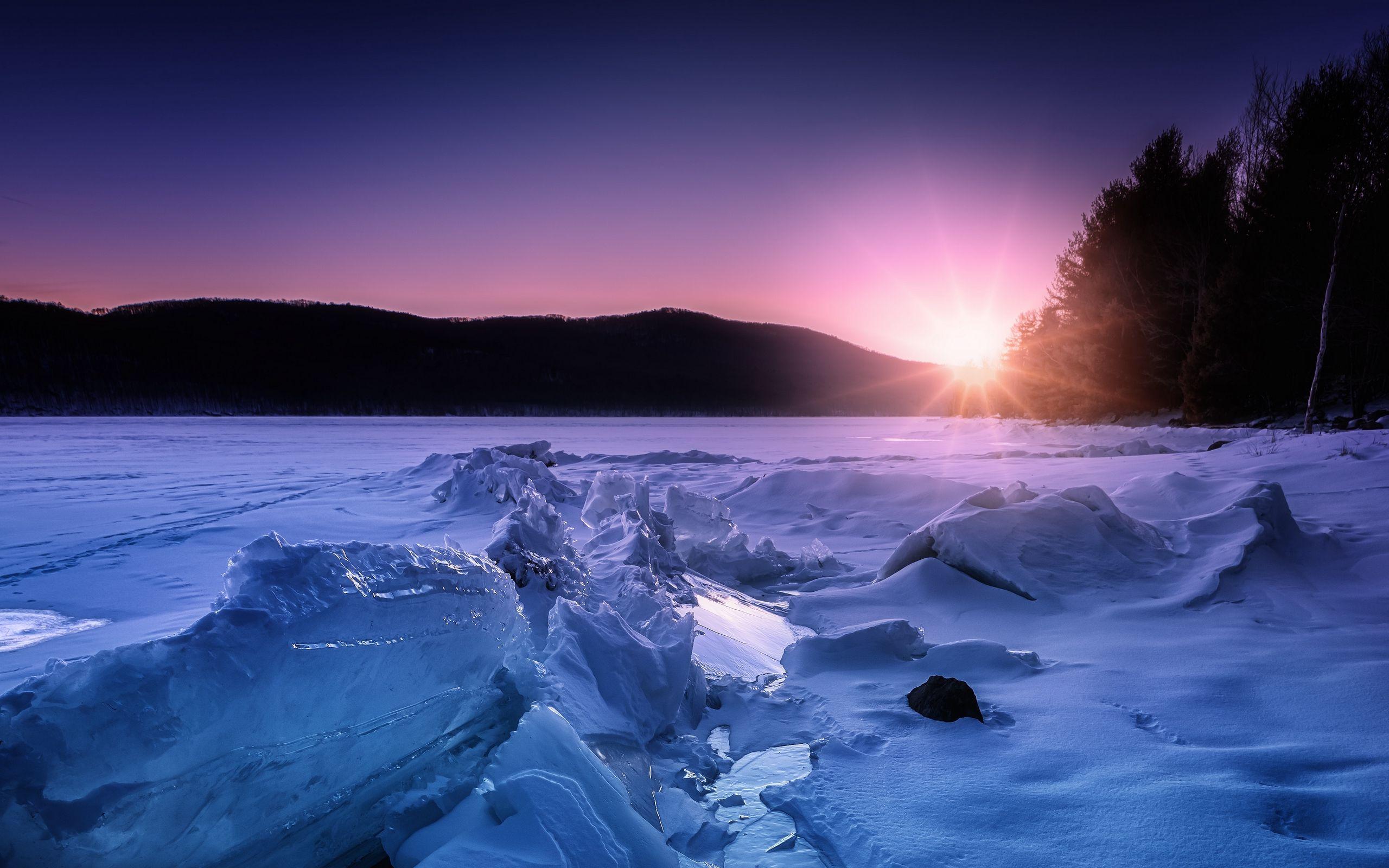 2560x1600 Wallpaper of Ice, Snow, Sunset, Horizon background & HD image