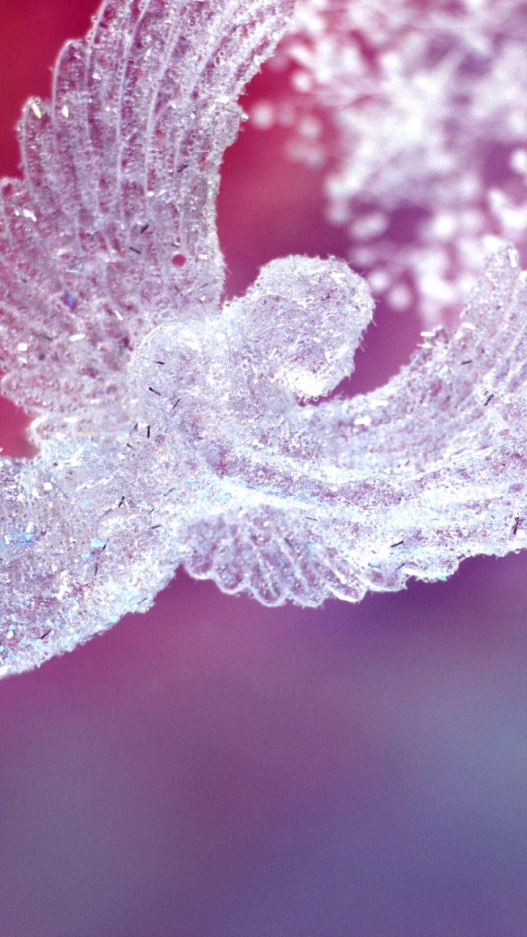 1080x1920 Snow Ice Angel Sculpture Android Wallpaper free download