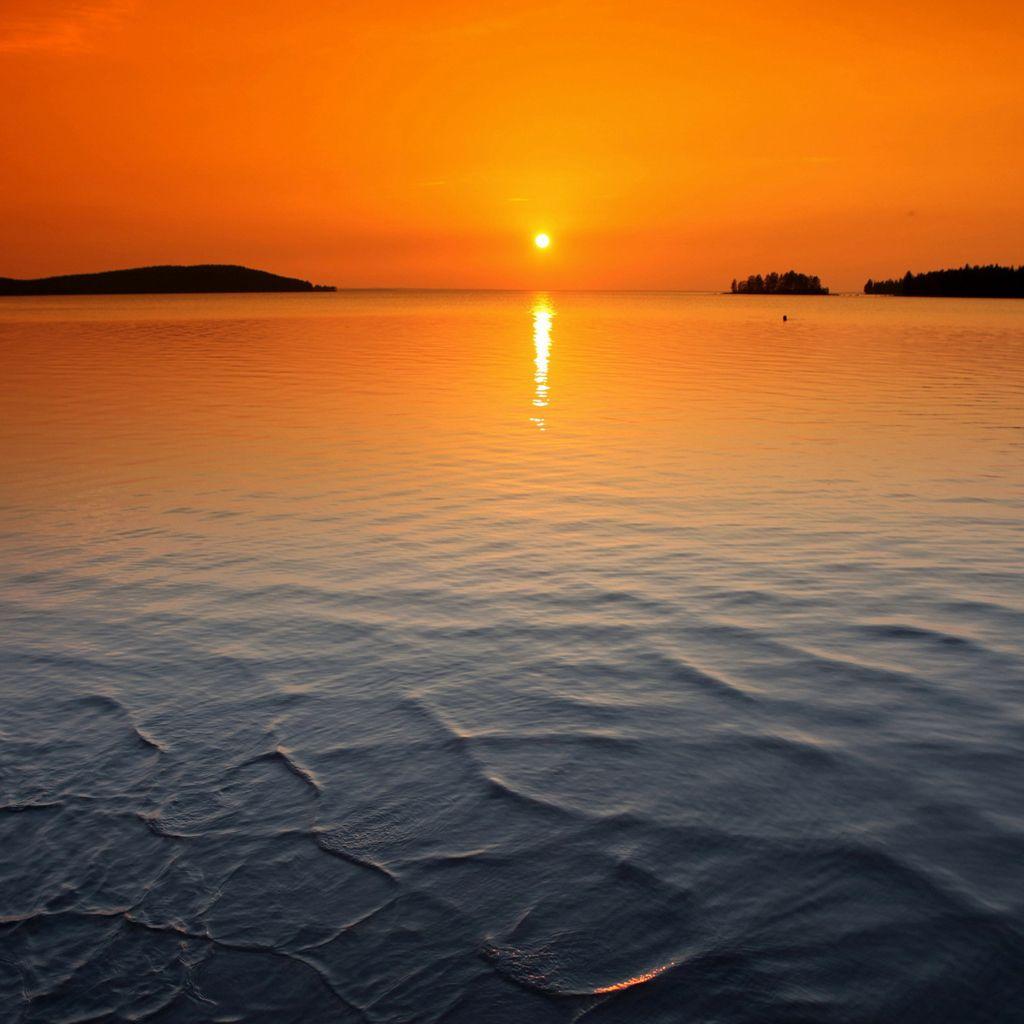 1024x1024 Orange horizon sunset iPad Wallpaper Free Download