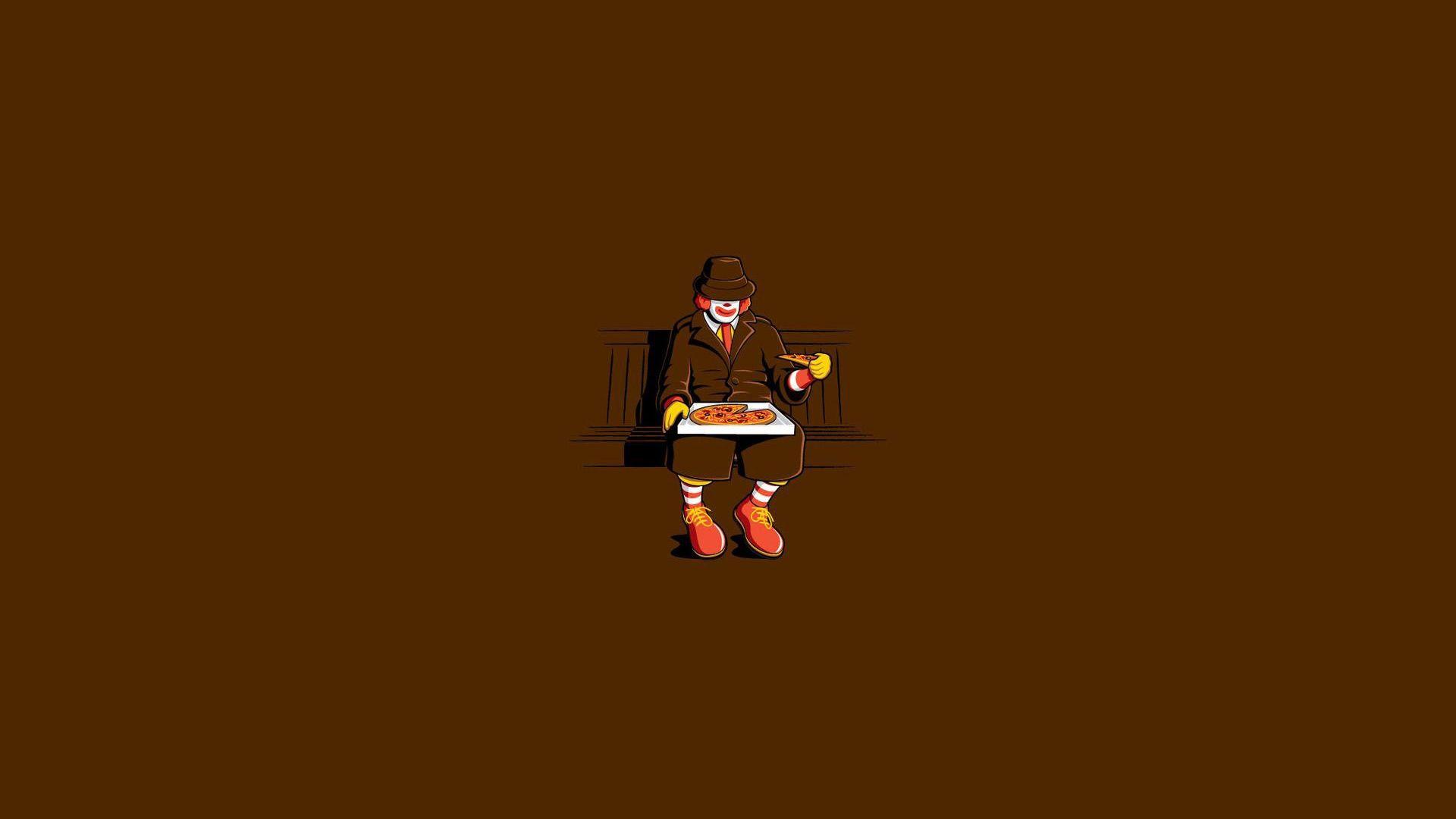 1920x1080 Free download Ronald McDonald enjoying a pizza wallpaper Funny