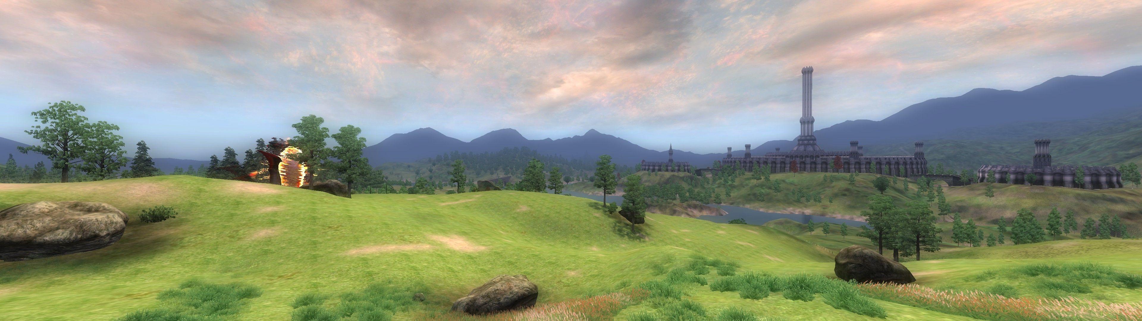 3840x1080 Felt cute, made some dual screen wallpaper in Cyrodill for you