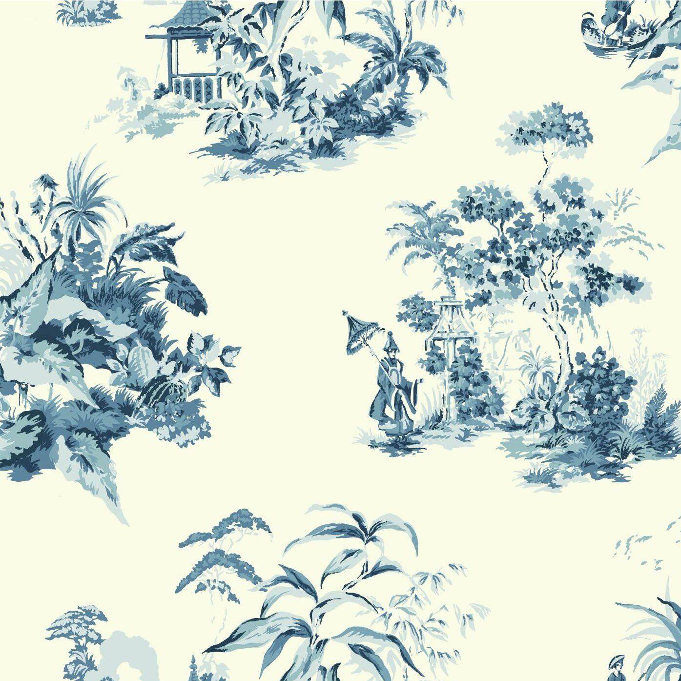 1395x1395 York Wallcoverings Ashford Toiles Oriental 27' x 27 Scenic Roll