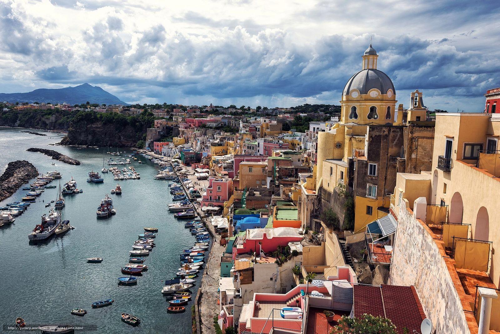 1600x1068 Wallpaper Corricella, Procida Island, Italy, Gulf of Naples