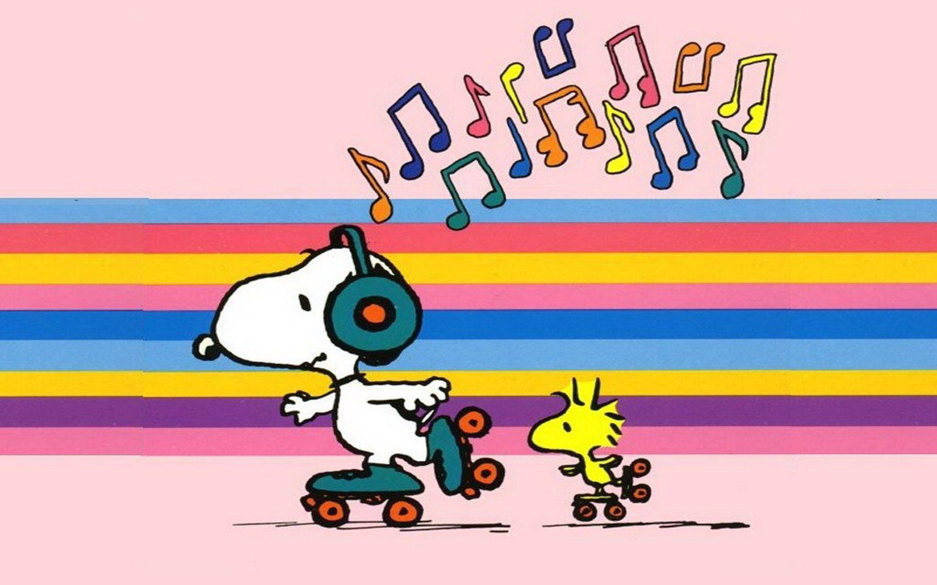 1920x1200 Snoopy and Woodstock listening to Music HD Wallpaper. Background