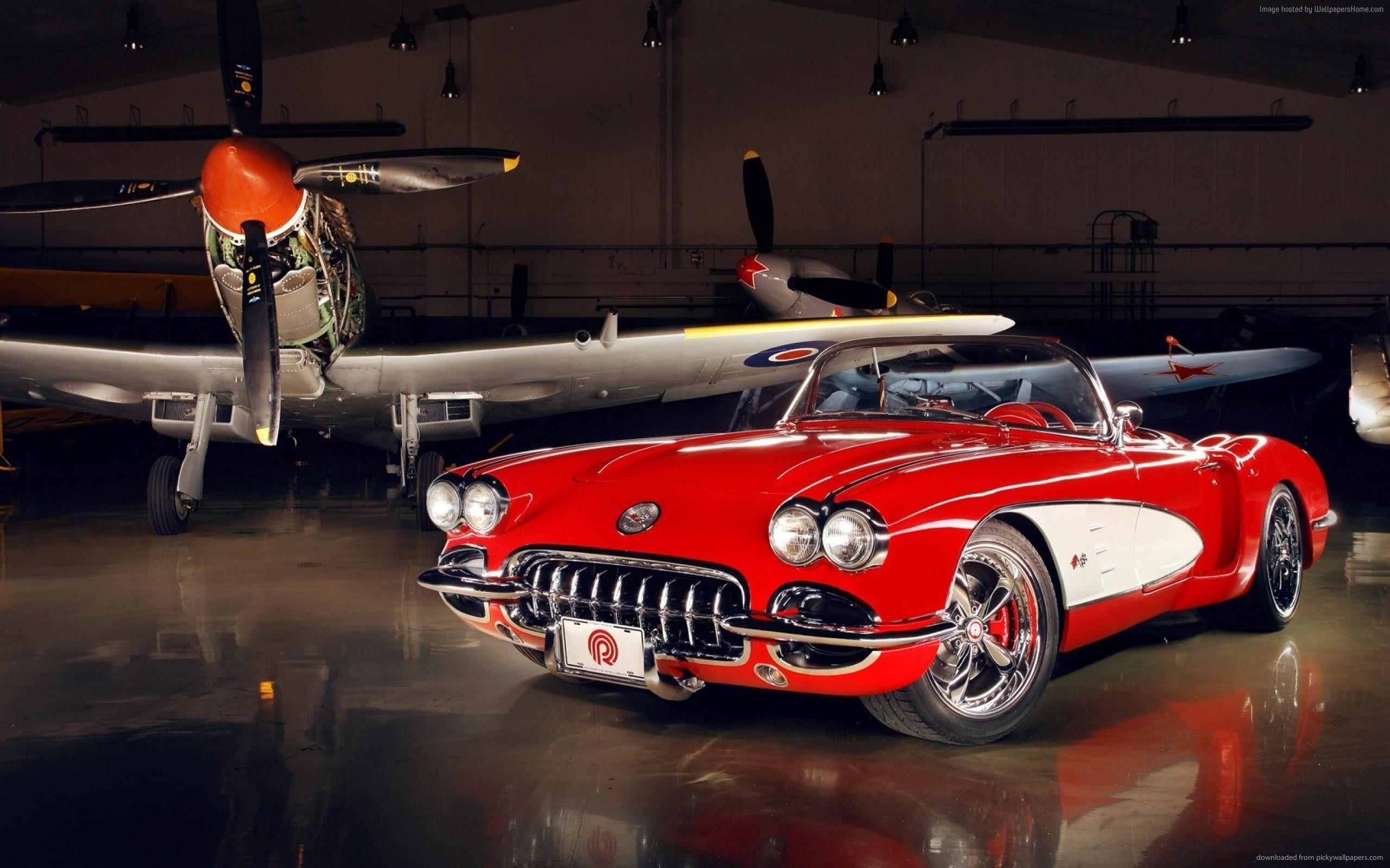 2560x1600 Desktop Wallpaper Chevrolet Corvette (C1), Red Classic Car