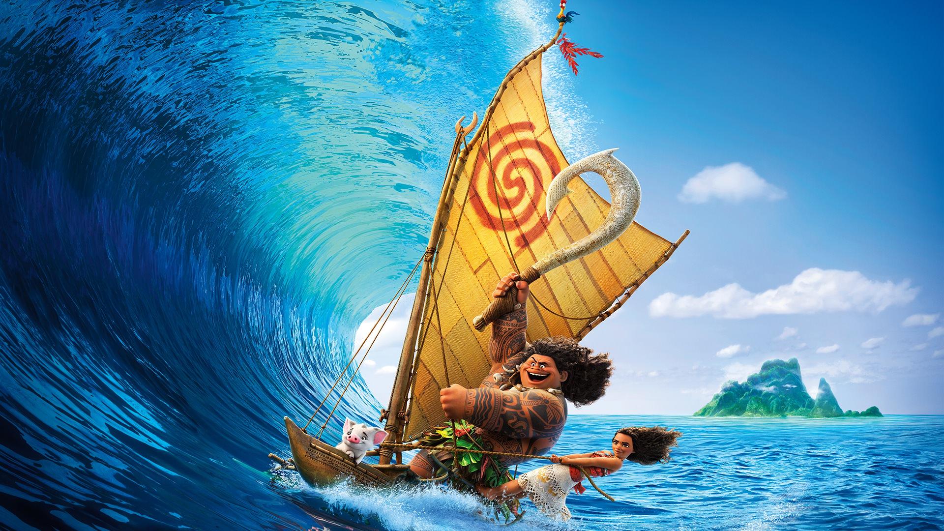 1920x1080 Moana Disney Sailing Ocean Waves Wallpaper