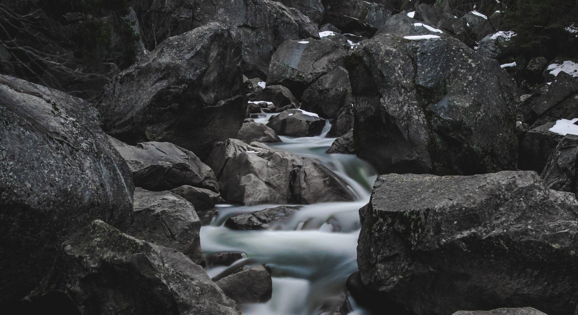 1980x1080 Download 1980x1080 Stream, Rocks, Waterfall, Forest, Relaxing