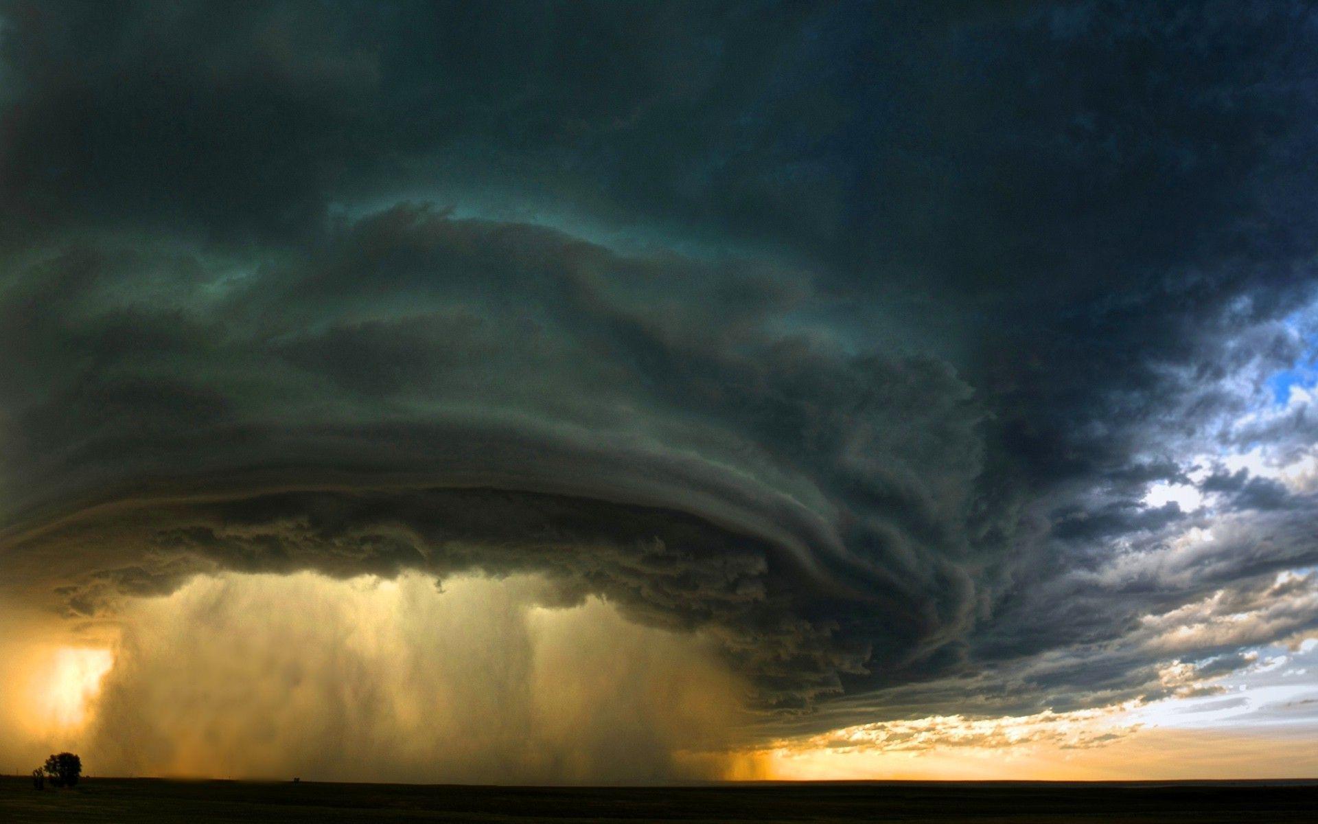 1920x1200 Supercell, Storm, Montana, Sunset, Clouds, Huge, Field, Nature