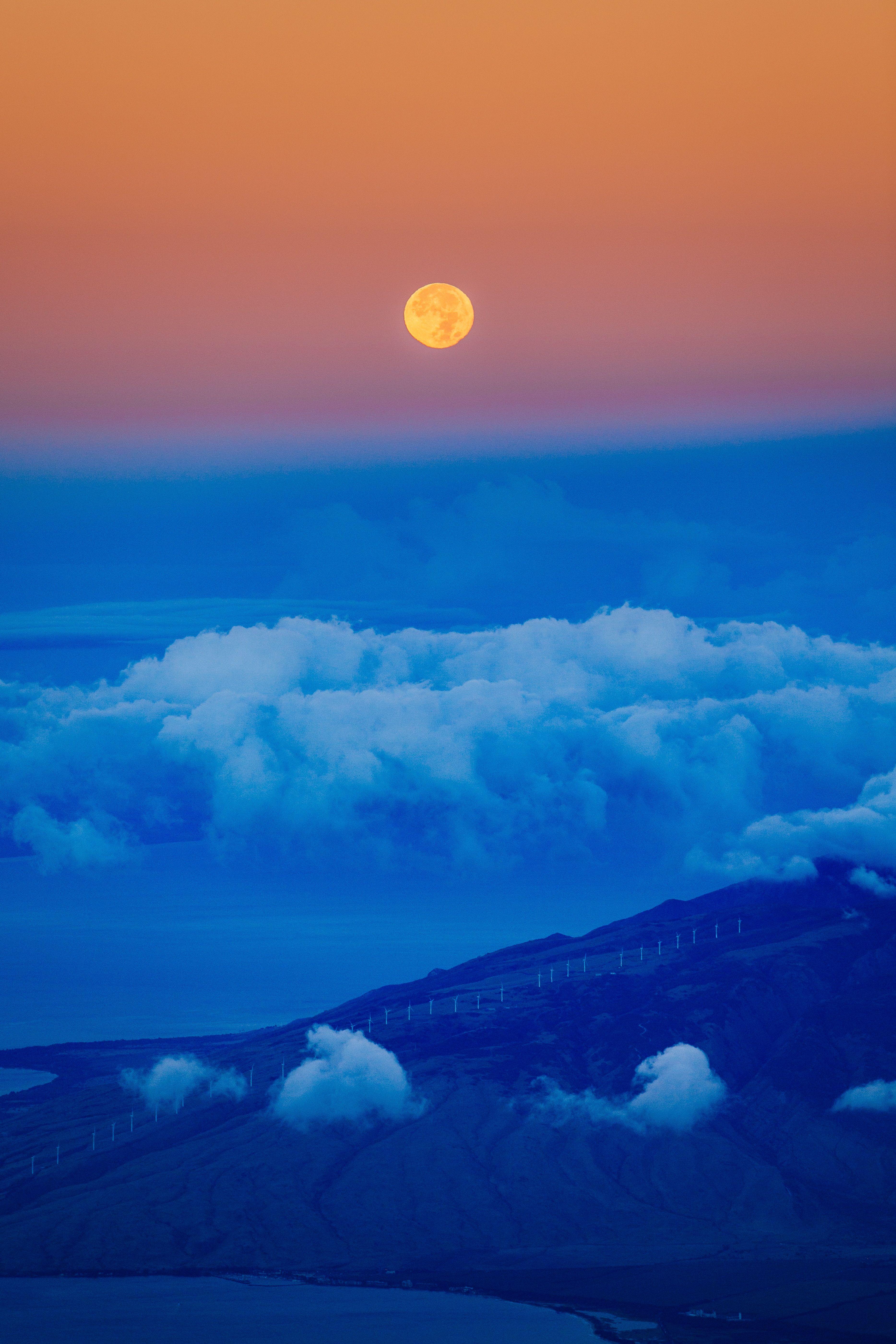 3735x5602 Cloud, Sky, Blue, Moon iPhone Wallpaper