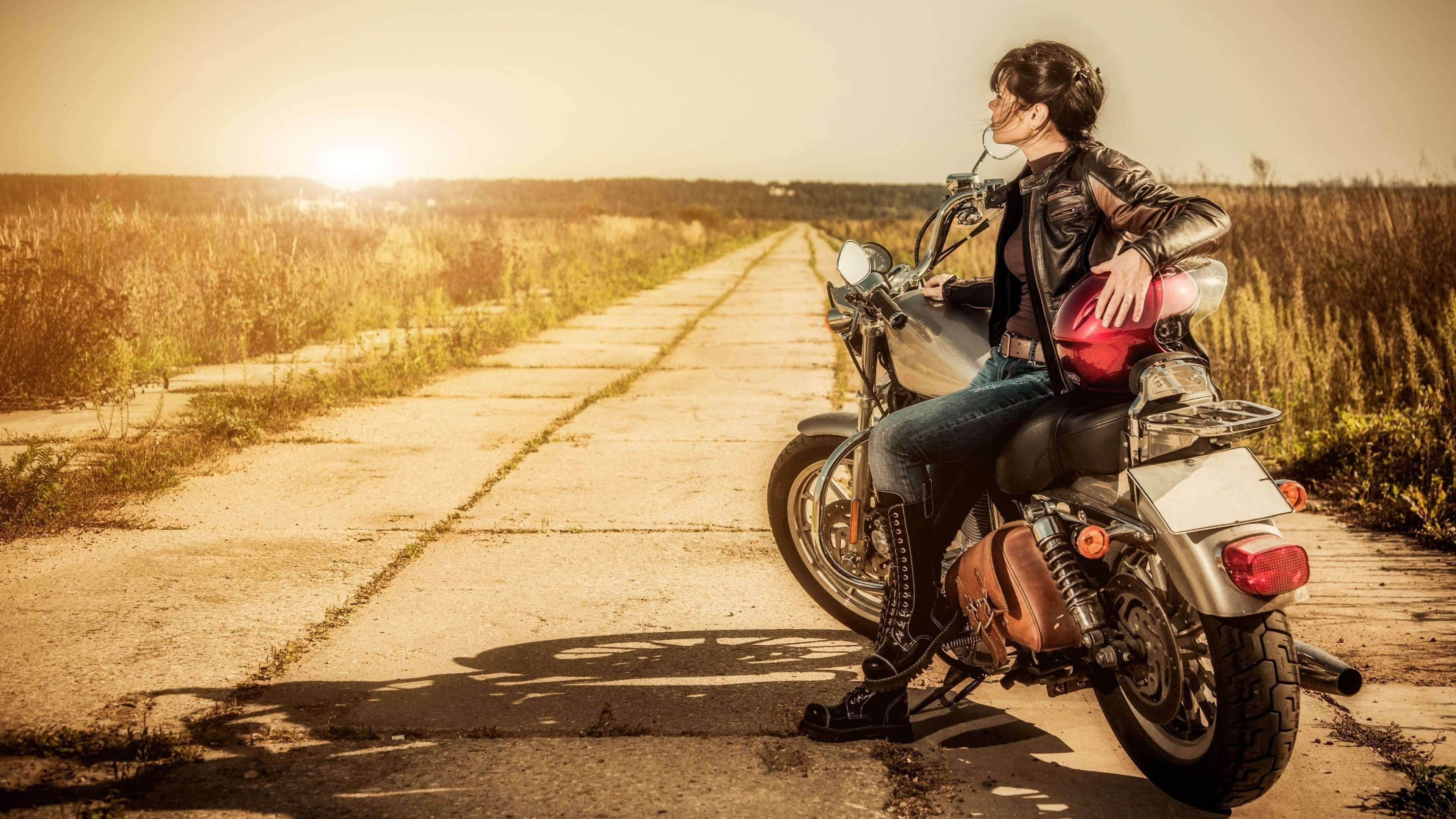 3840x2160 Download Biker Girl 4K Wallpaper for desktop, mobile phones