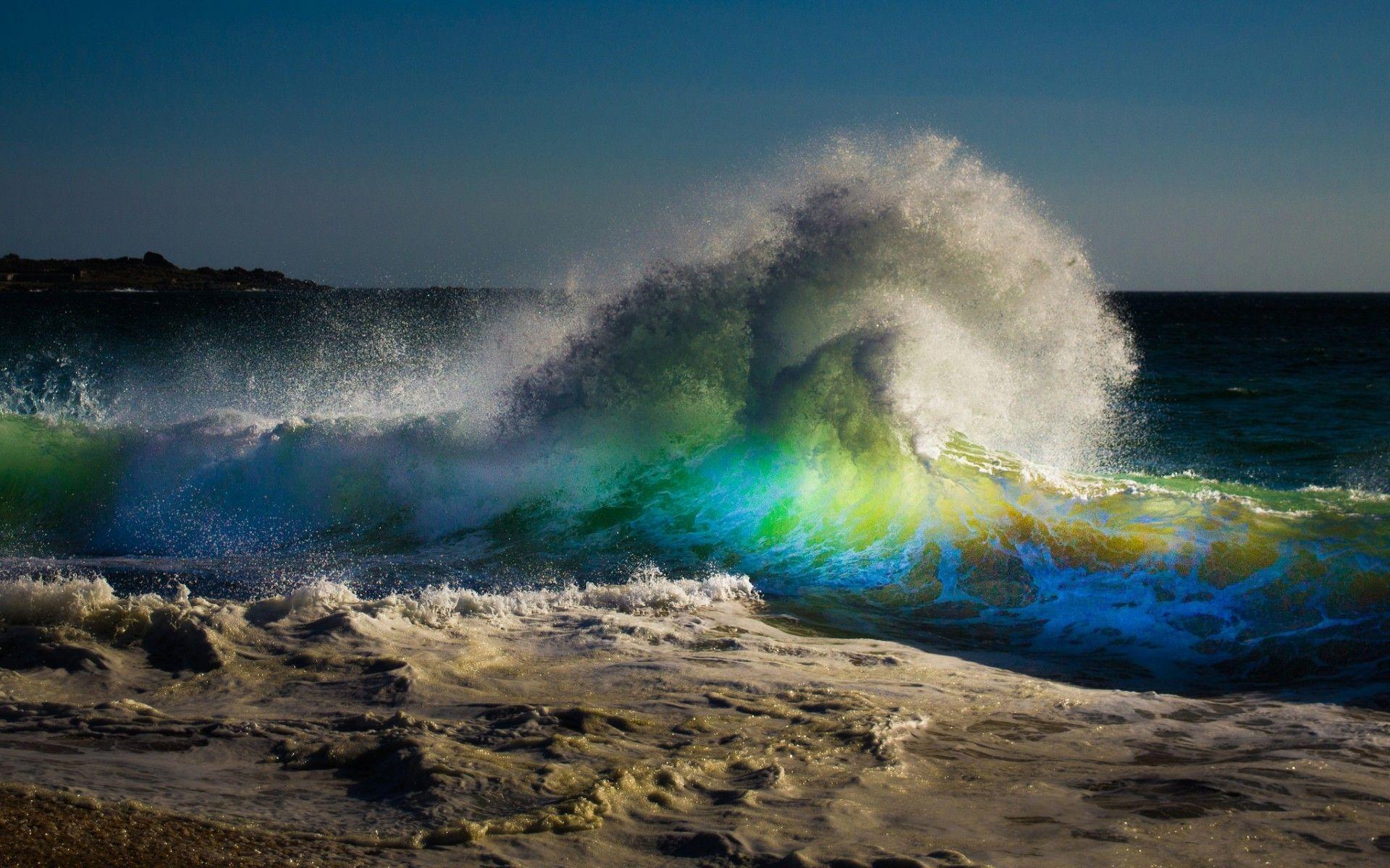 1920x1200 Oceans: Spray Wave Oceans Sea Ocean Nature Beaches Beach Sky Waves