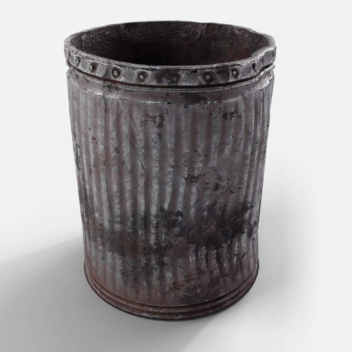1200x1200 Used Metal Trash can 3D Model