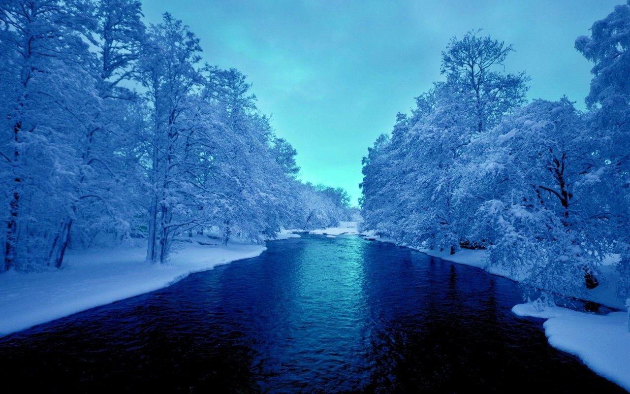 1280x800 Deep Blue River White Trees wallpaper. Deep Blue River White