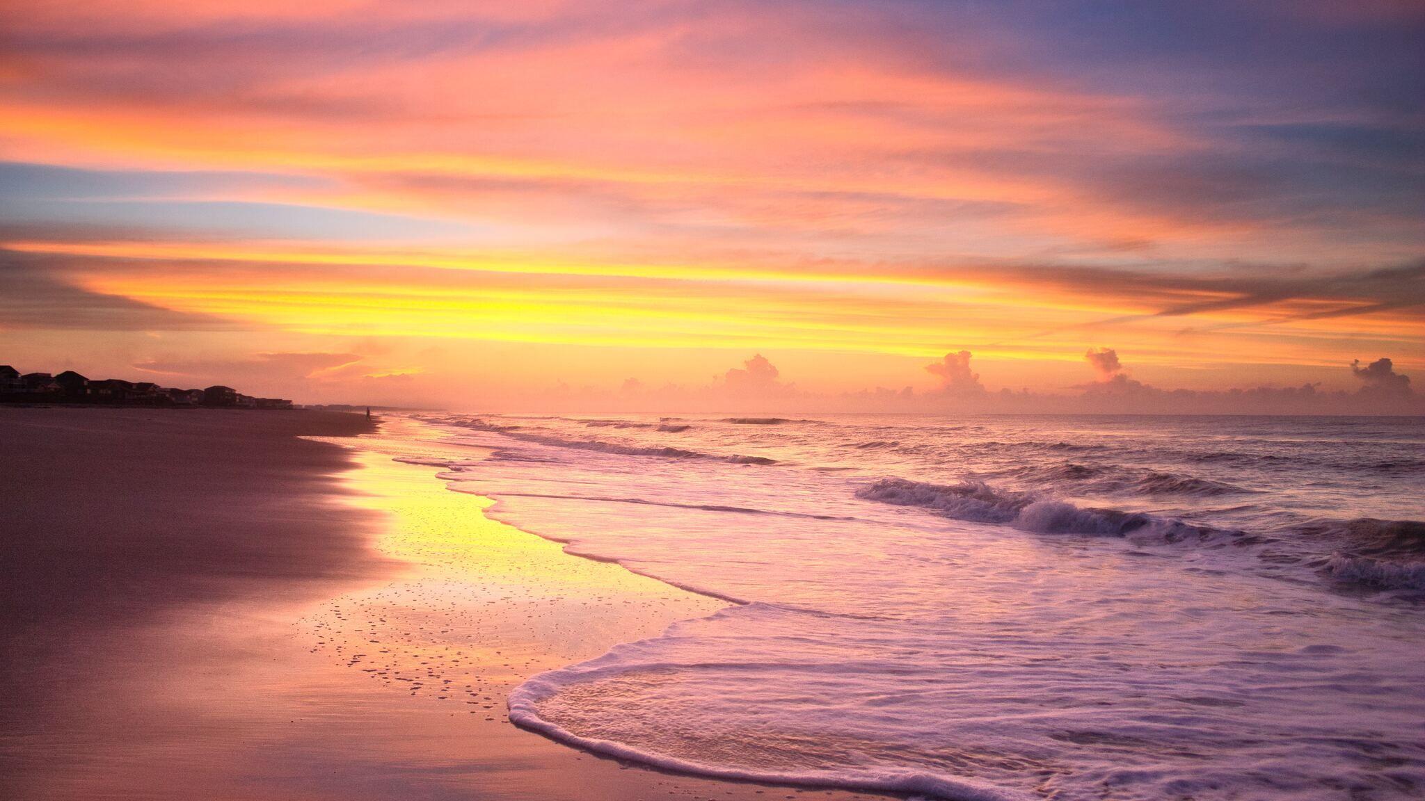 2048x1152 Sunrise On The Beach In The Summer Time At Ocean Isle
