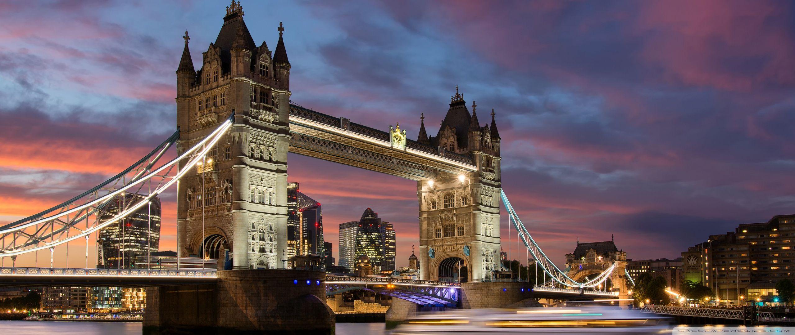 2560x1080 Tower Bridge sunset Ultra HD Desktop Background Wallpaper for 4K
