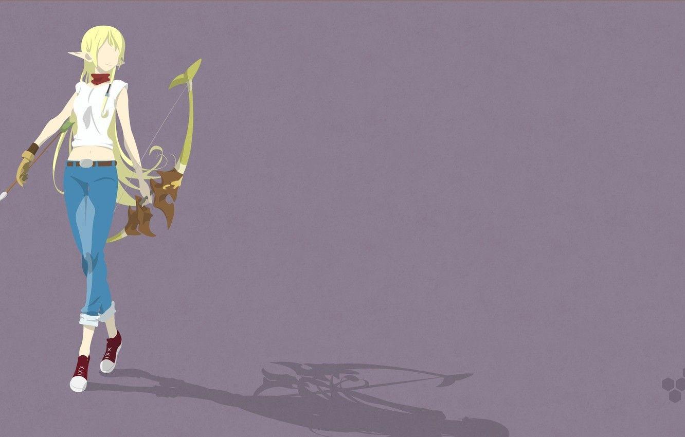 1332x850 Wallpaper game, weapon, anime, background, pretty, blonde, elf